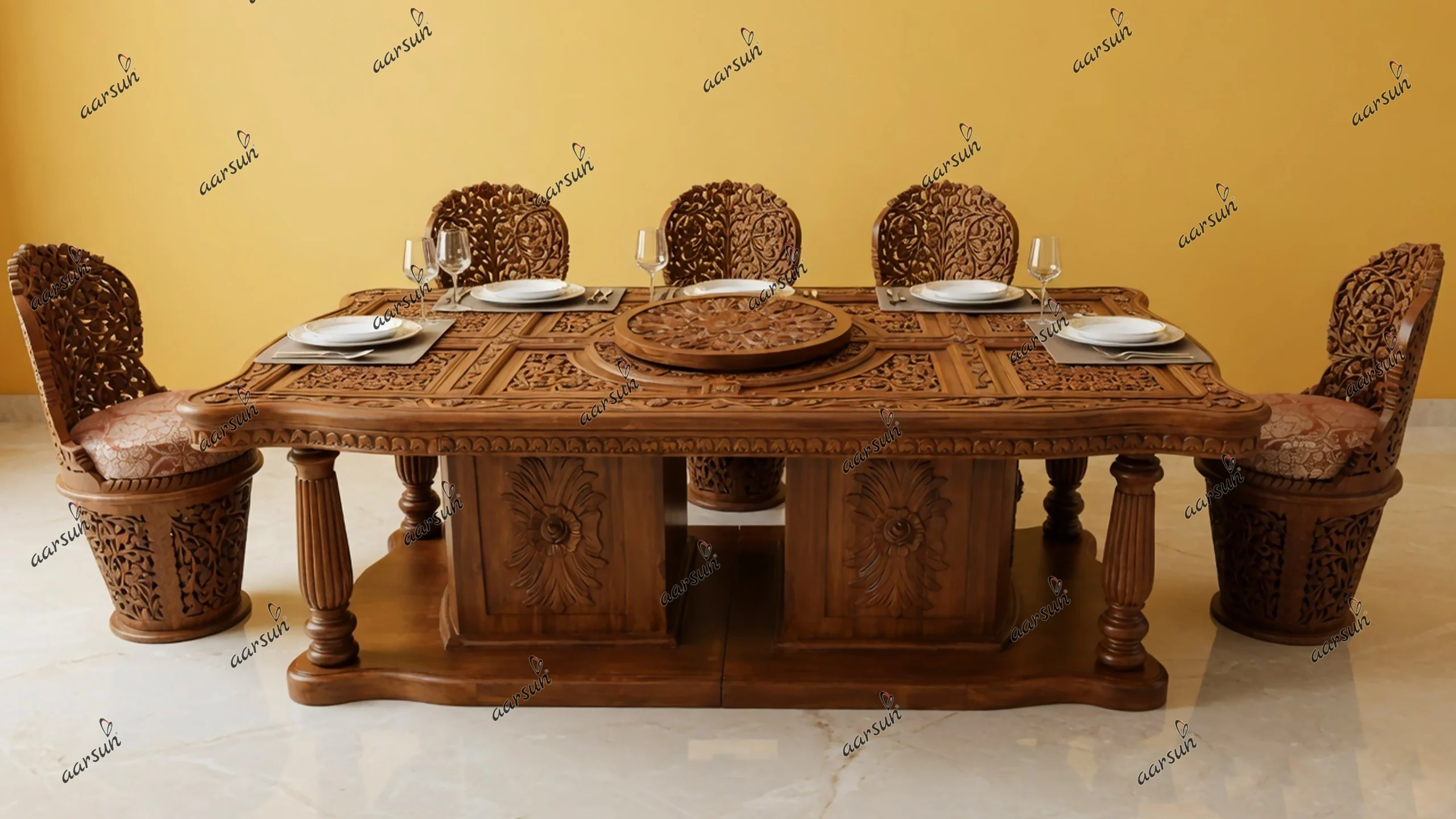 Image for Fully Hand Carved Dining Set in 8 Seater UH-YT-325