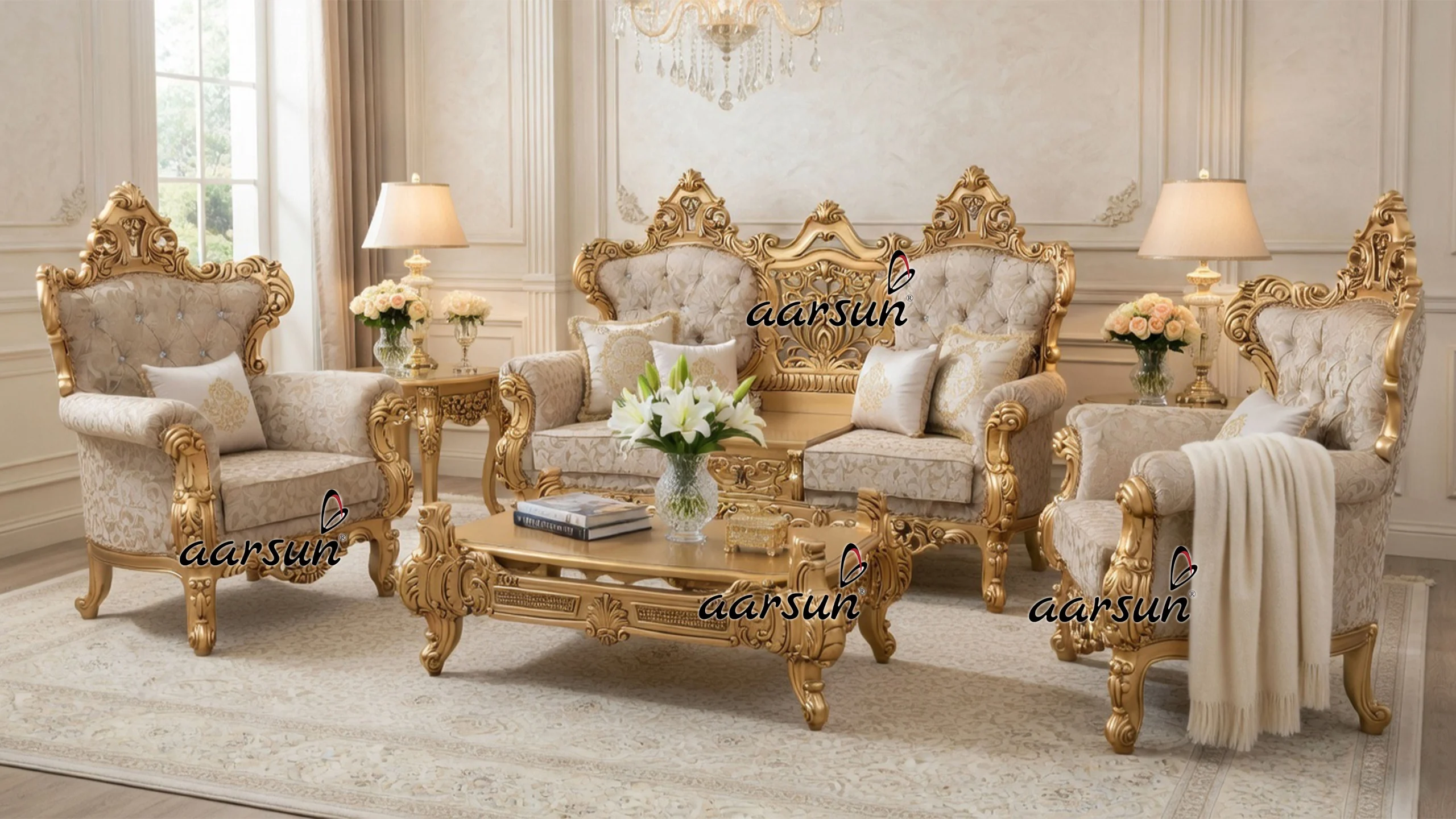 Image for Wooden Sofa Set with Royal Finish UH-YT-218