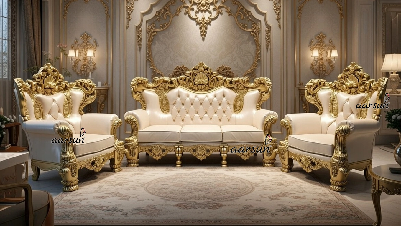 Luxury Elegance Heavy Wooden Handcrafted Carving Sofa Set