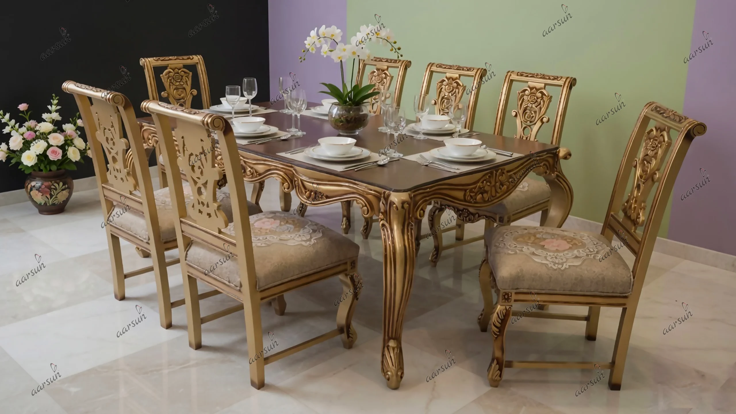 royal dining set , wooden dining set, wooden royal dining set , teak wood furniture, dining latest design , wooden dining latest design , luxurious dining table, royal dining set design