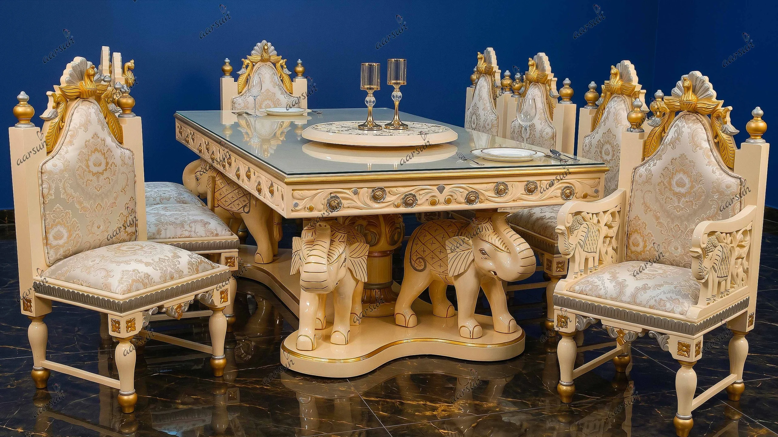 8 Seater Off White Dining Set