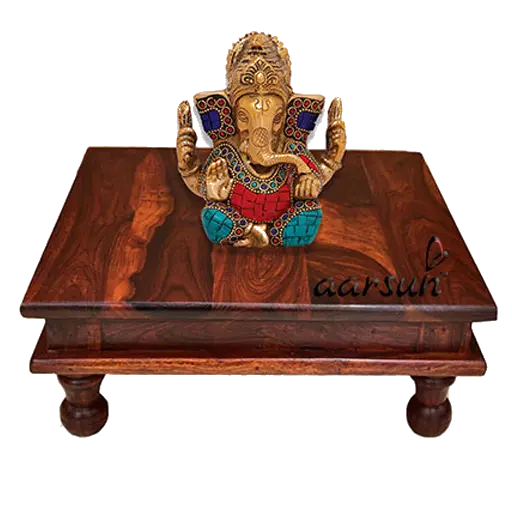 Wooden Pooja Chowki and Singhasan