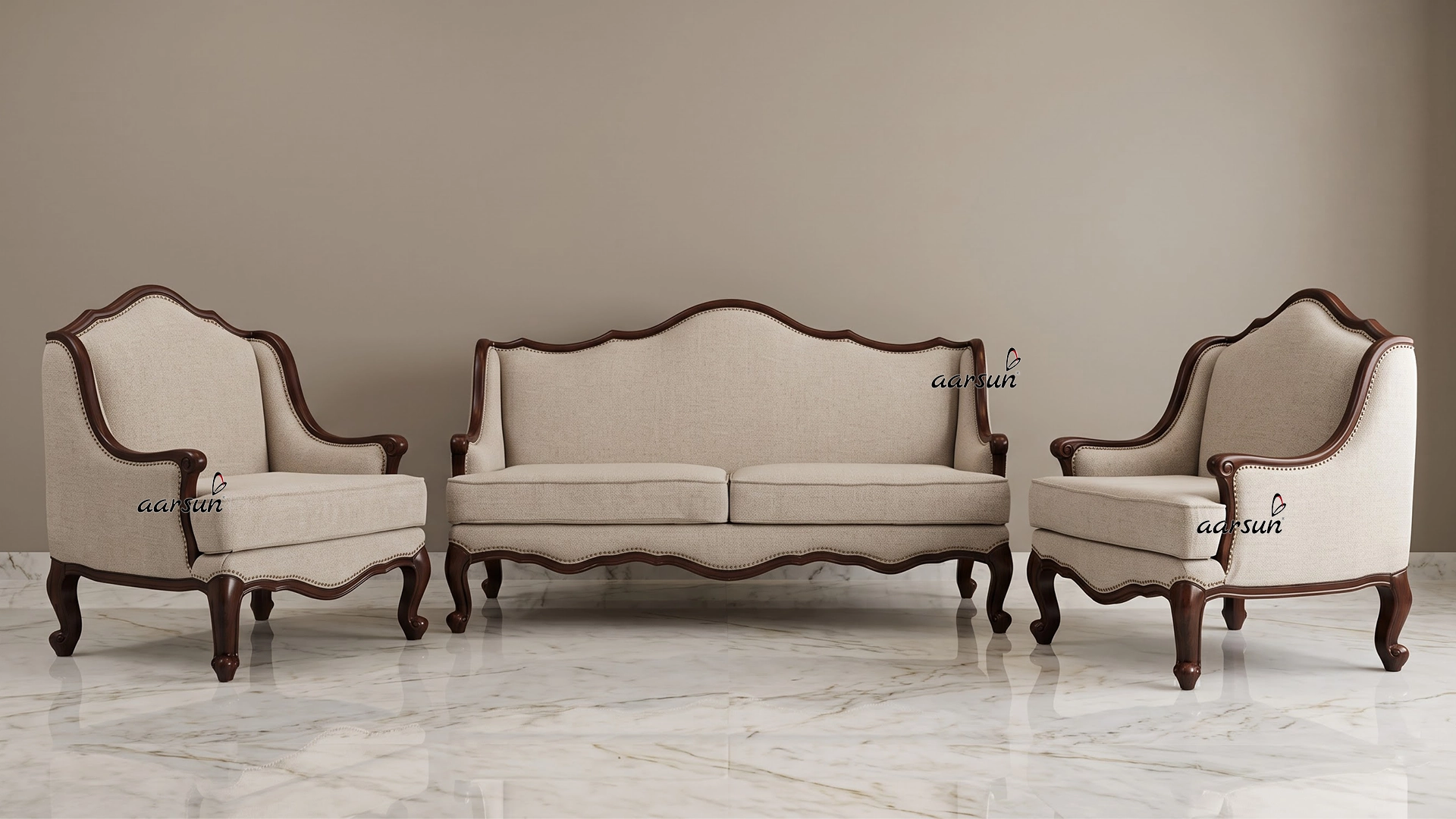 Designer 6 Seater Sofa Set in Solid Teak Wood YT-612
