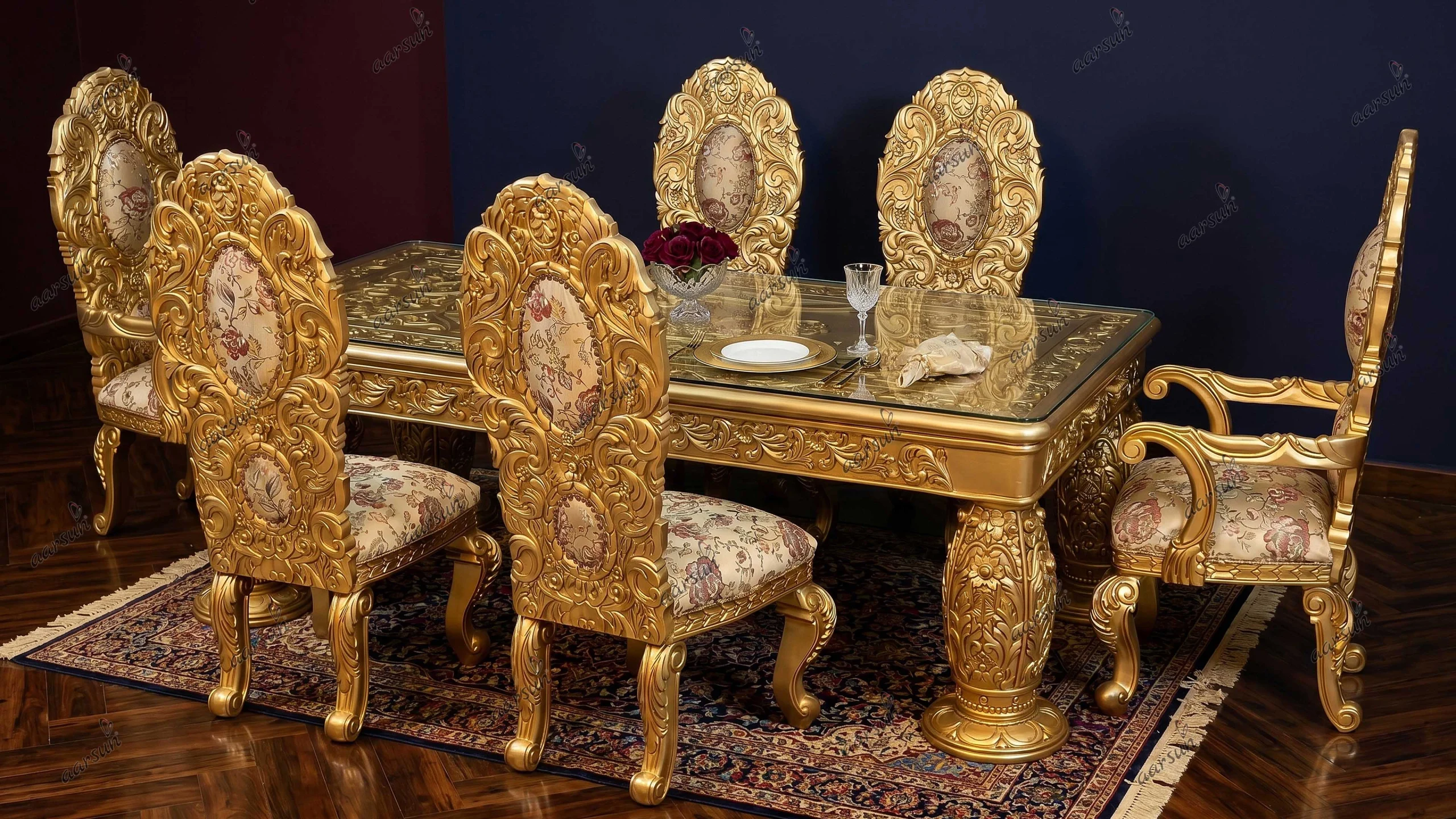 royal dining set , wooden dining set, wooden royal dining set , teak wood furniture, dining latest design , wooden dining latest design , luxurious dining table,royal dining set desgn