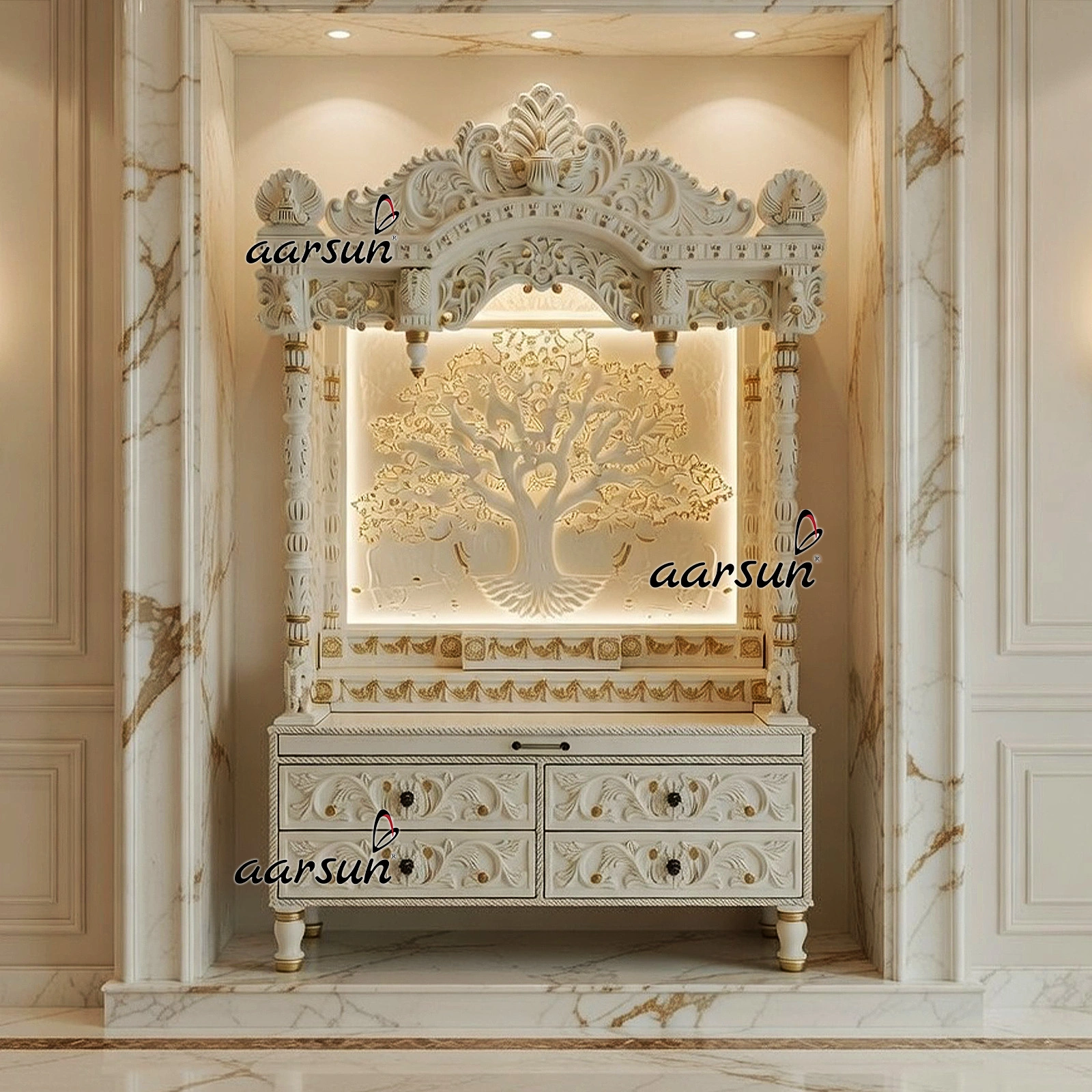 Kamadhenu Cow with Kalpavriksha Tree - Mandir Design