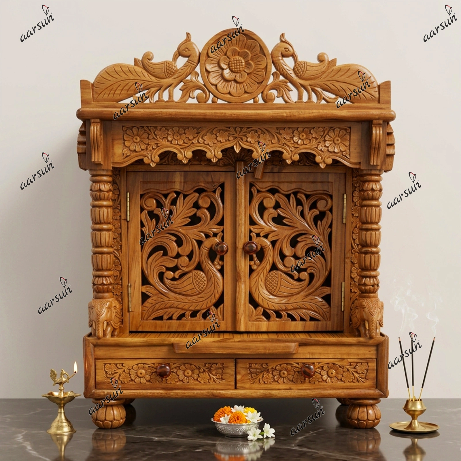 Peacock Carving Temple Aarsun UH-MNDR-0006