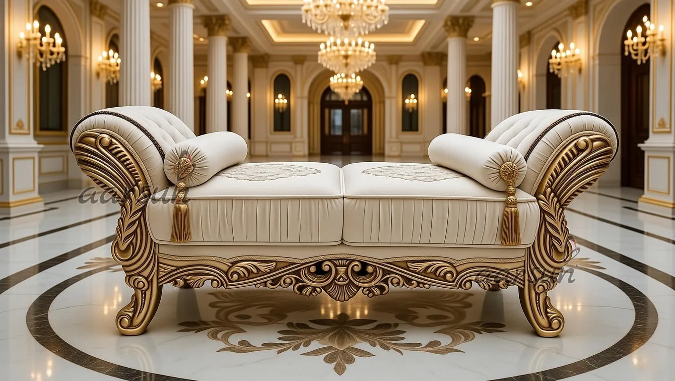 Luxury Sofa Set Design - Hand-carved Settee and Bed Bench by Aarsun