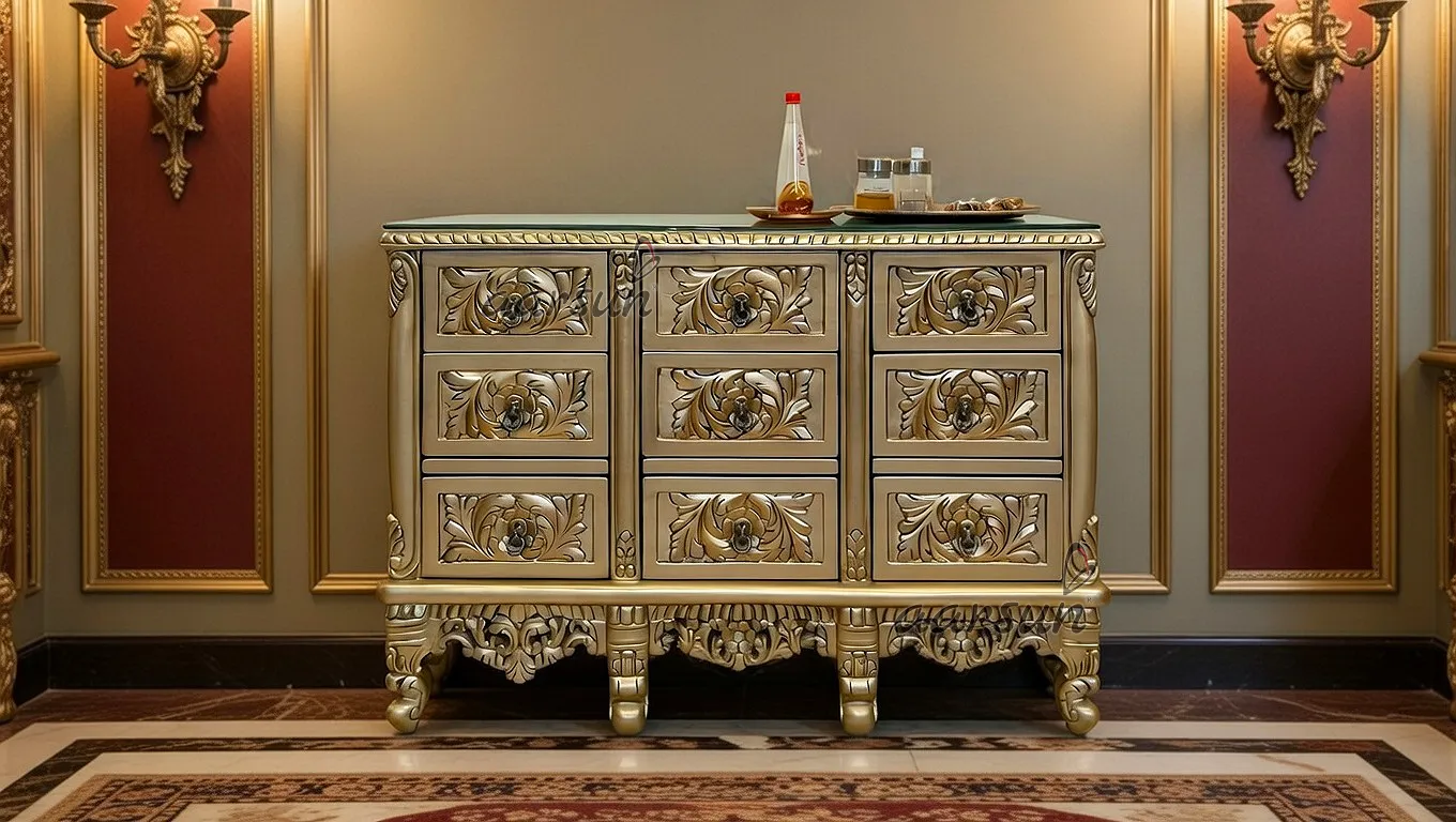 Premium Wooden Sideboard Cabinet | Royal Bedroom Furniture Storage