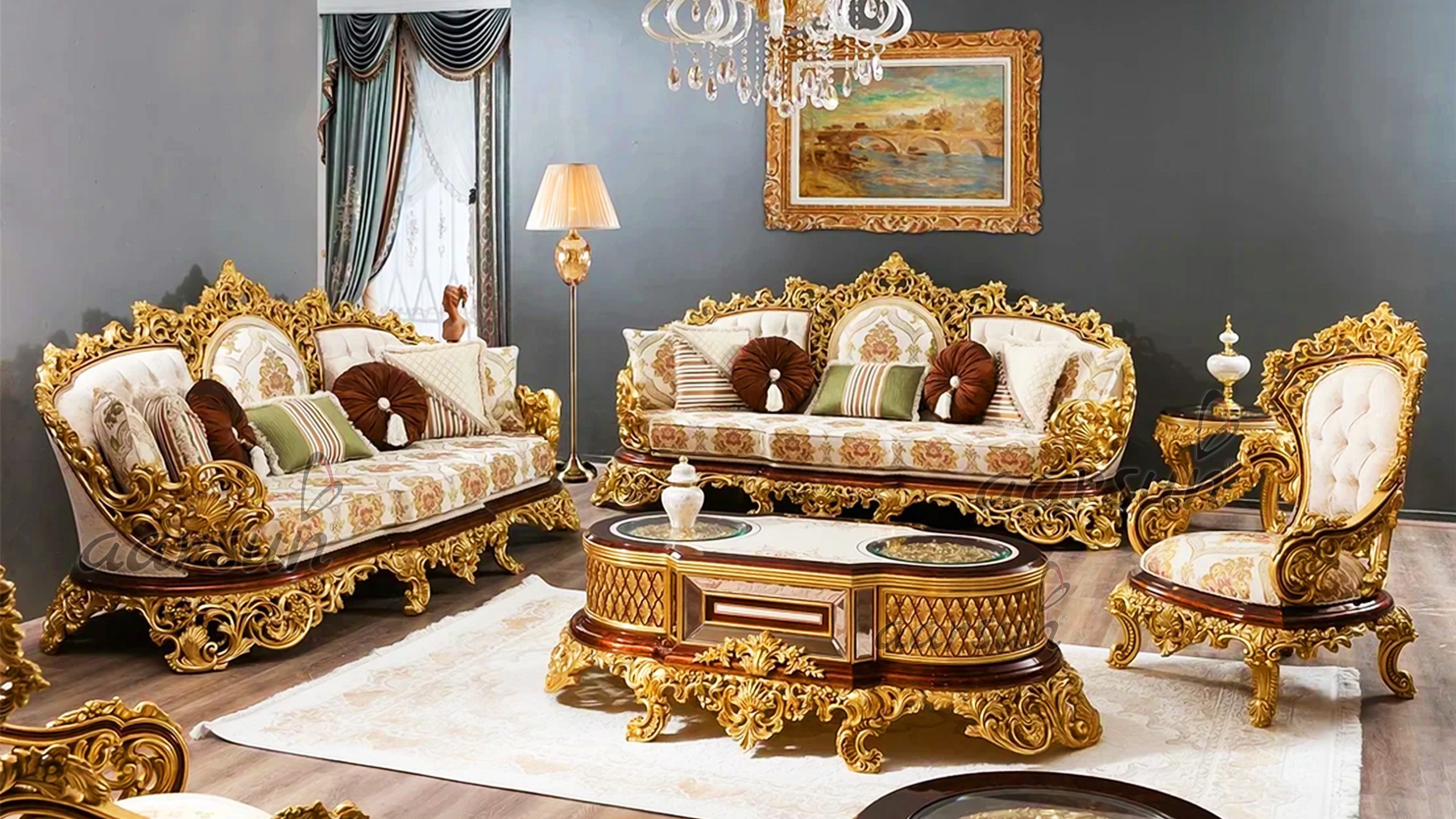 Classic Sofa Set Design - Handcrafted Teak Wood Furniture by Aarsun