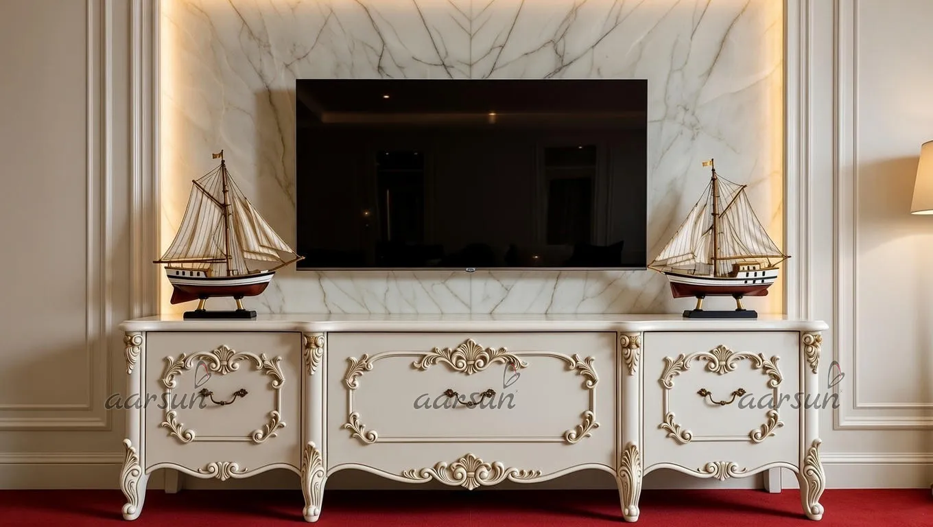 Royal Wooden TV Unit Cabinet | Premium Entertainment Center Aarsun
