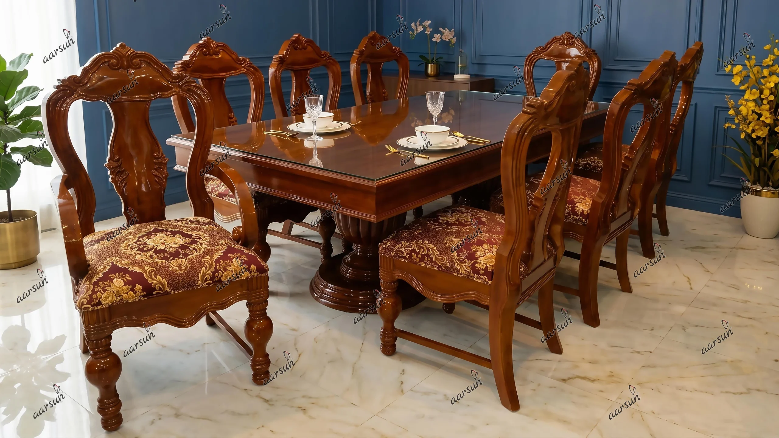 8-Seater Light Walnut Dining Set