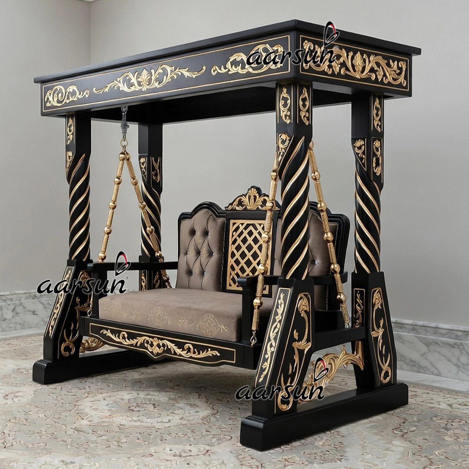 Black Marble finish with gold royal swing design - Image 3