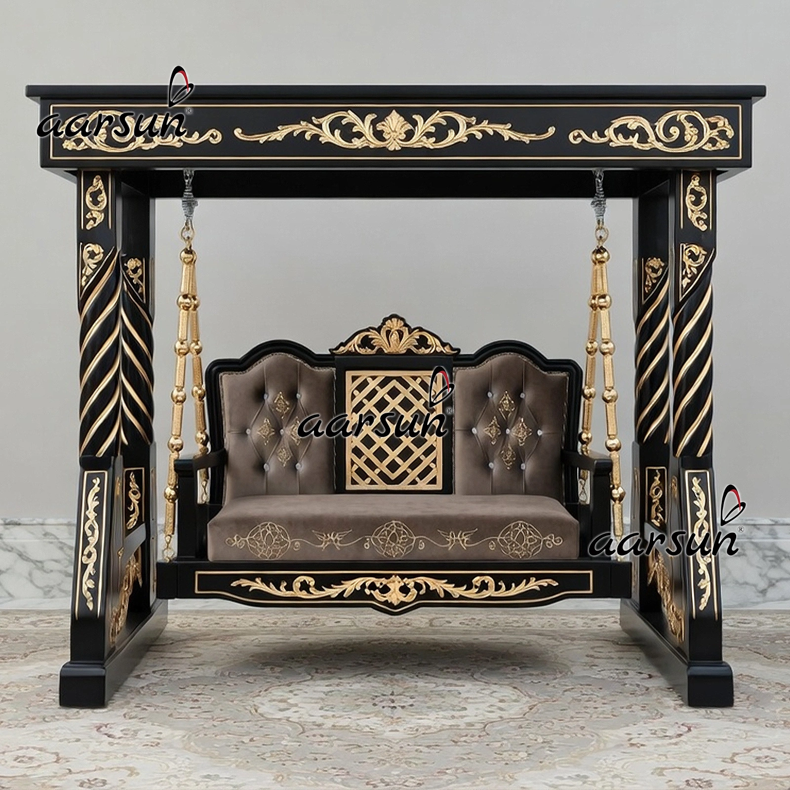 Black Marble finish with gold royal swing design