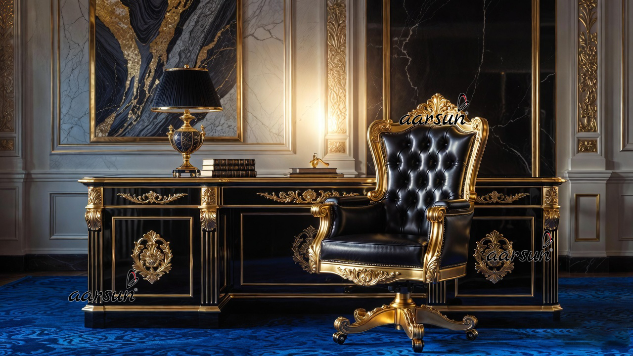 Executive Royal Office Furniture With Black & Gold Premium Design