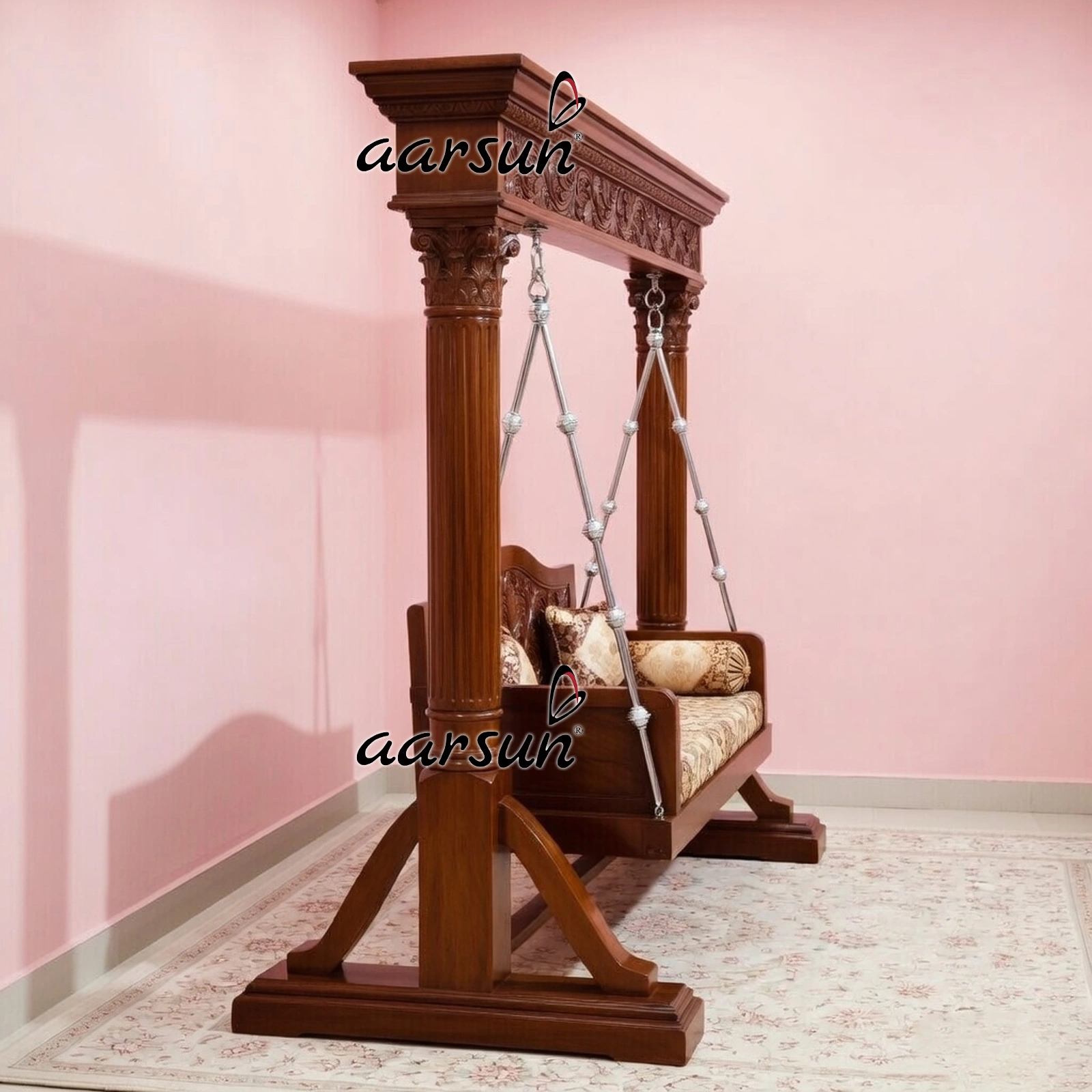 Fully Hand-carved Premium Wood Swing Design - Image 4