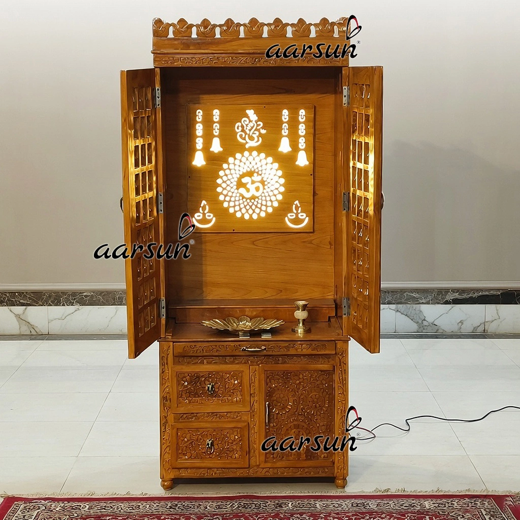 LED Home Temple With Double Doors 1