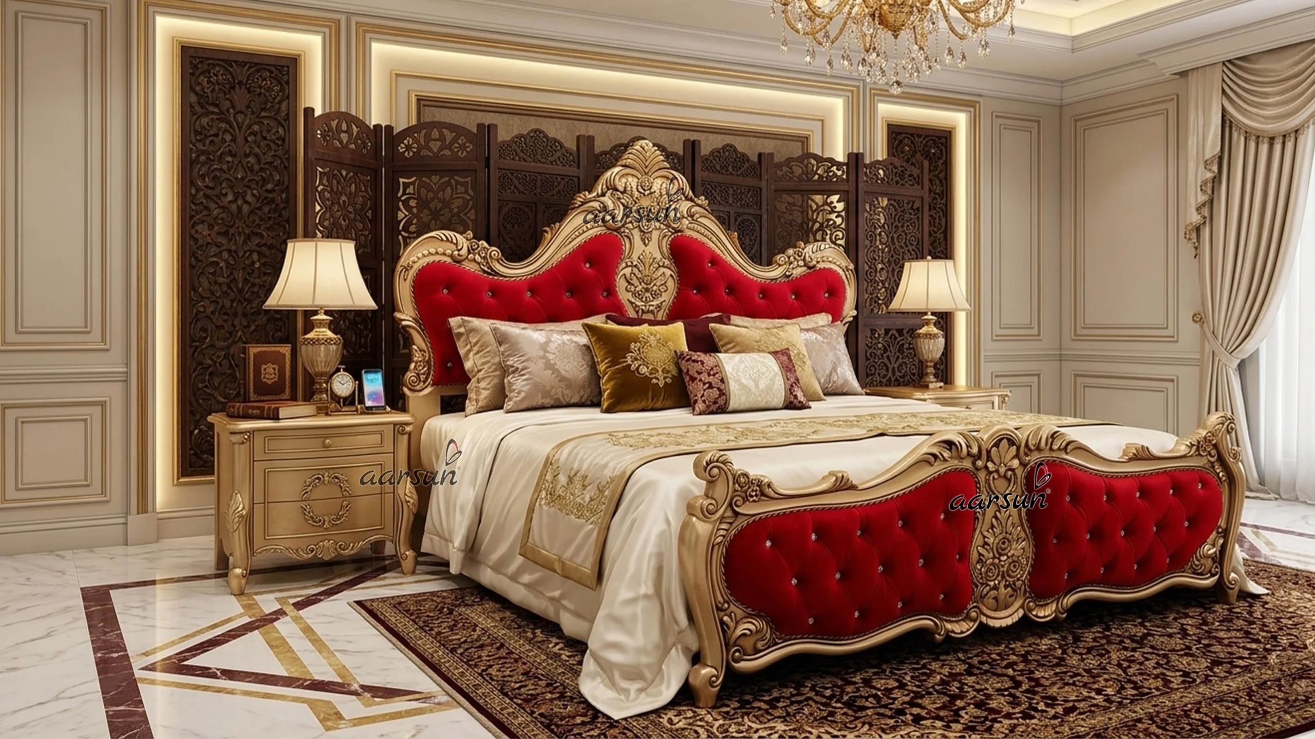 Royal King-Size Bed & Side Tables