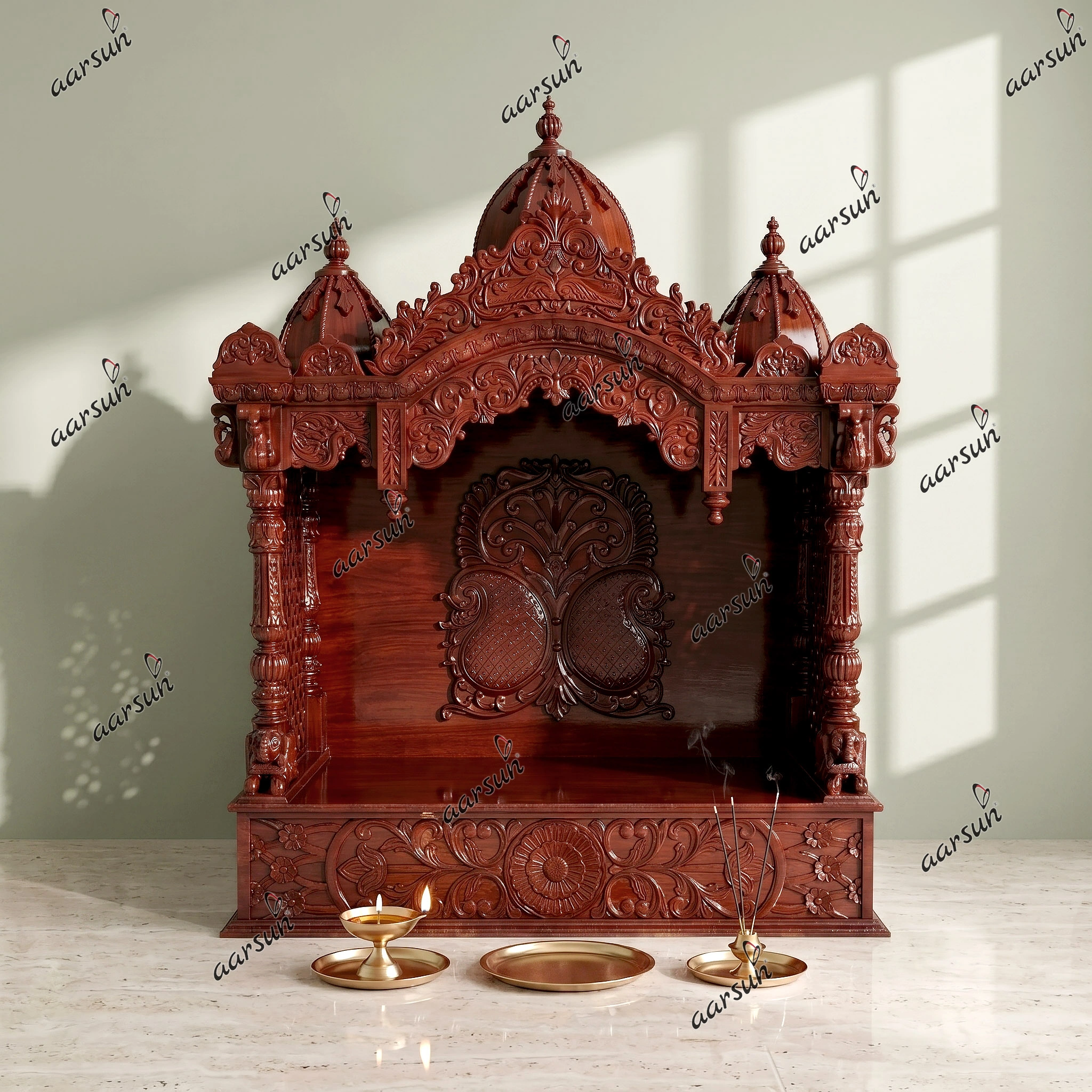 Solid Teak Wood Temple Design for Puja Mandir