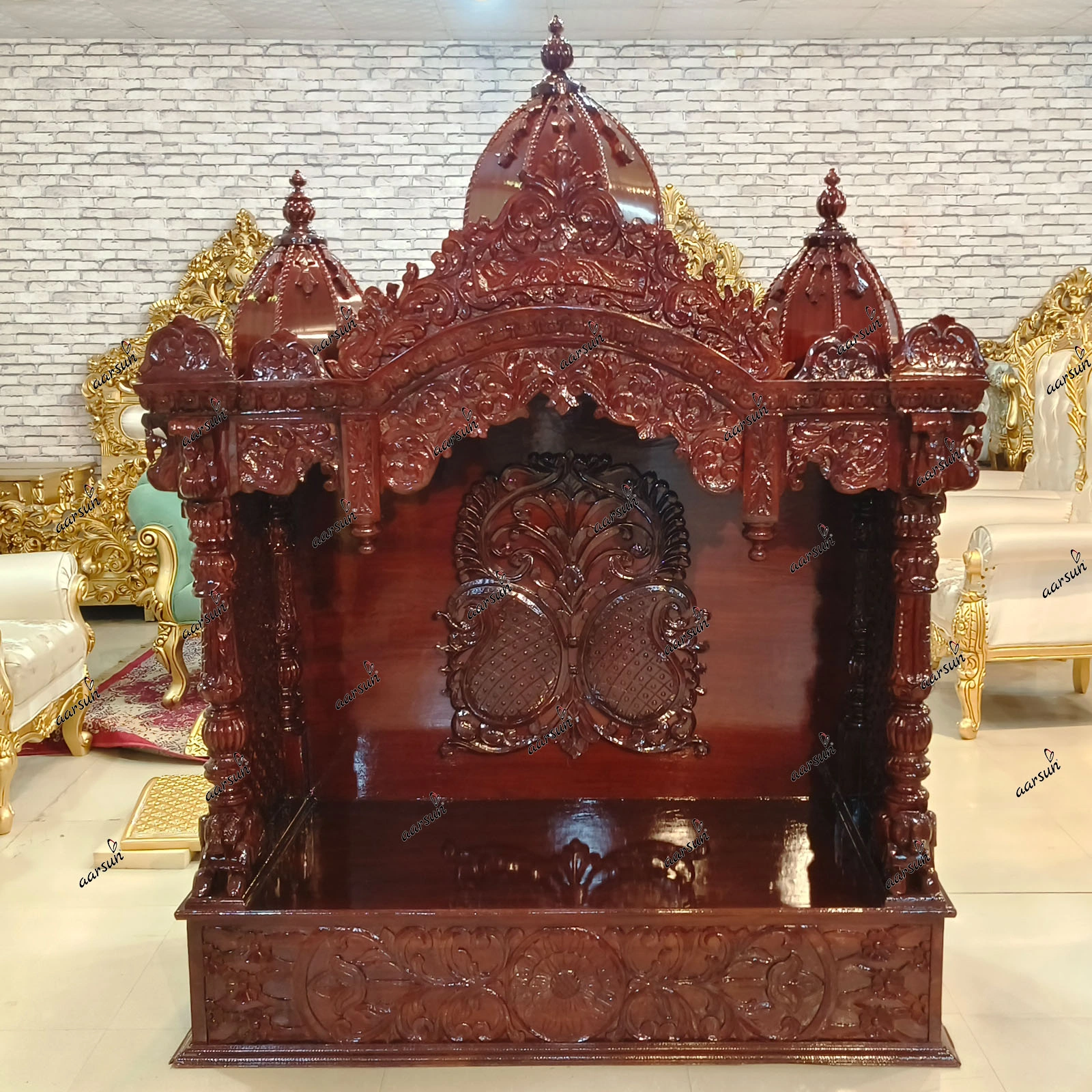 Solid Teak Wood Temple Design for Puja Mandir