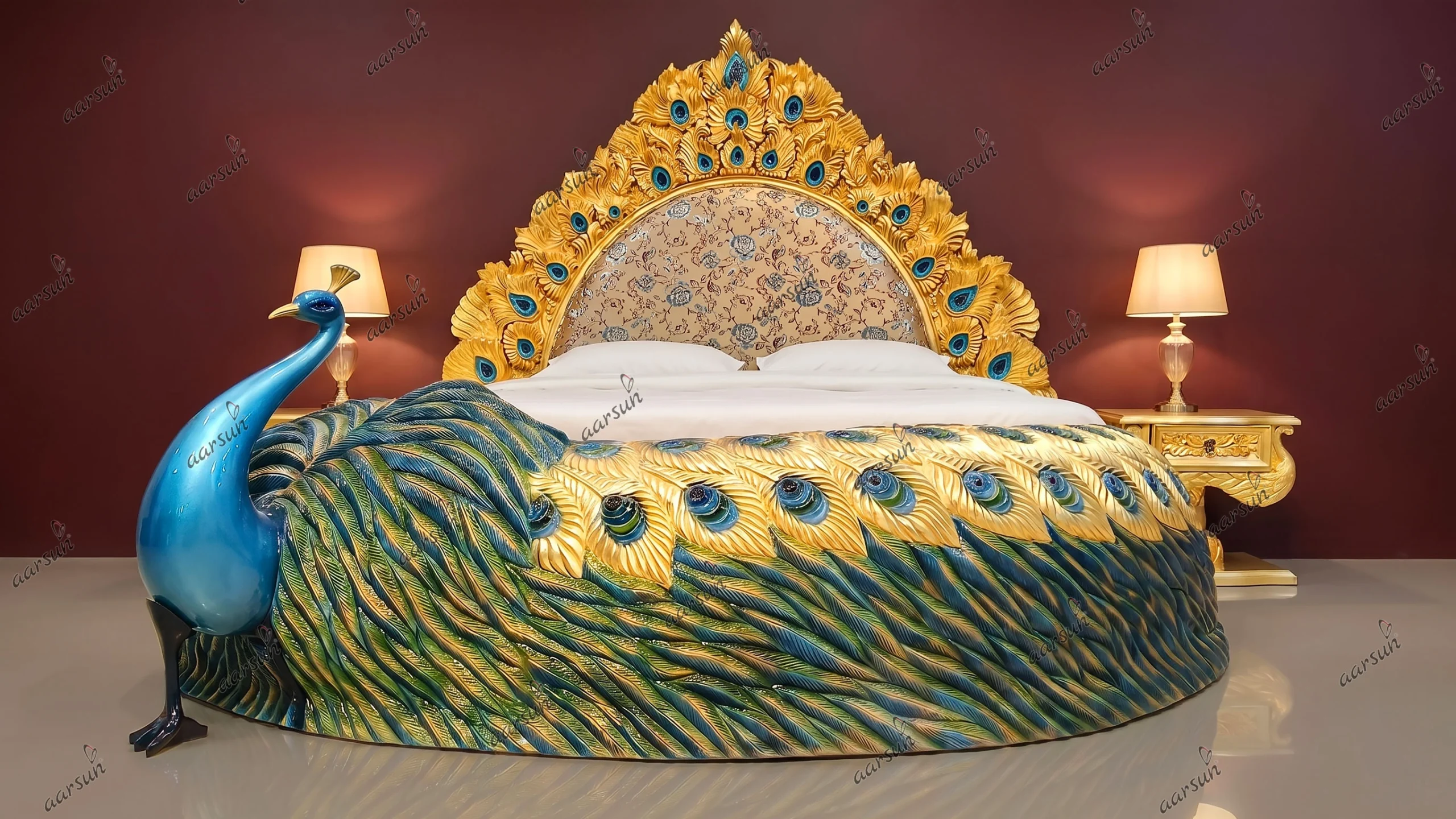 Amazing Hand-carved Royal Peacock Bed Design
