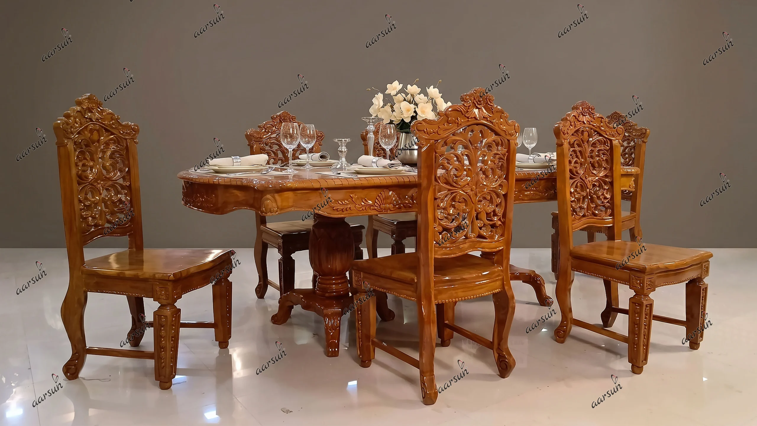 Classic wooden dining table chair set factory price