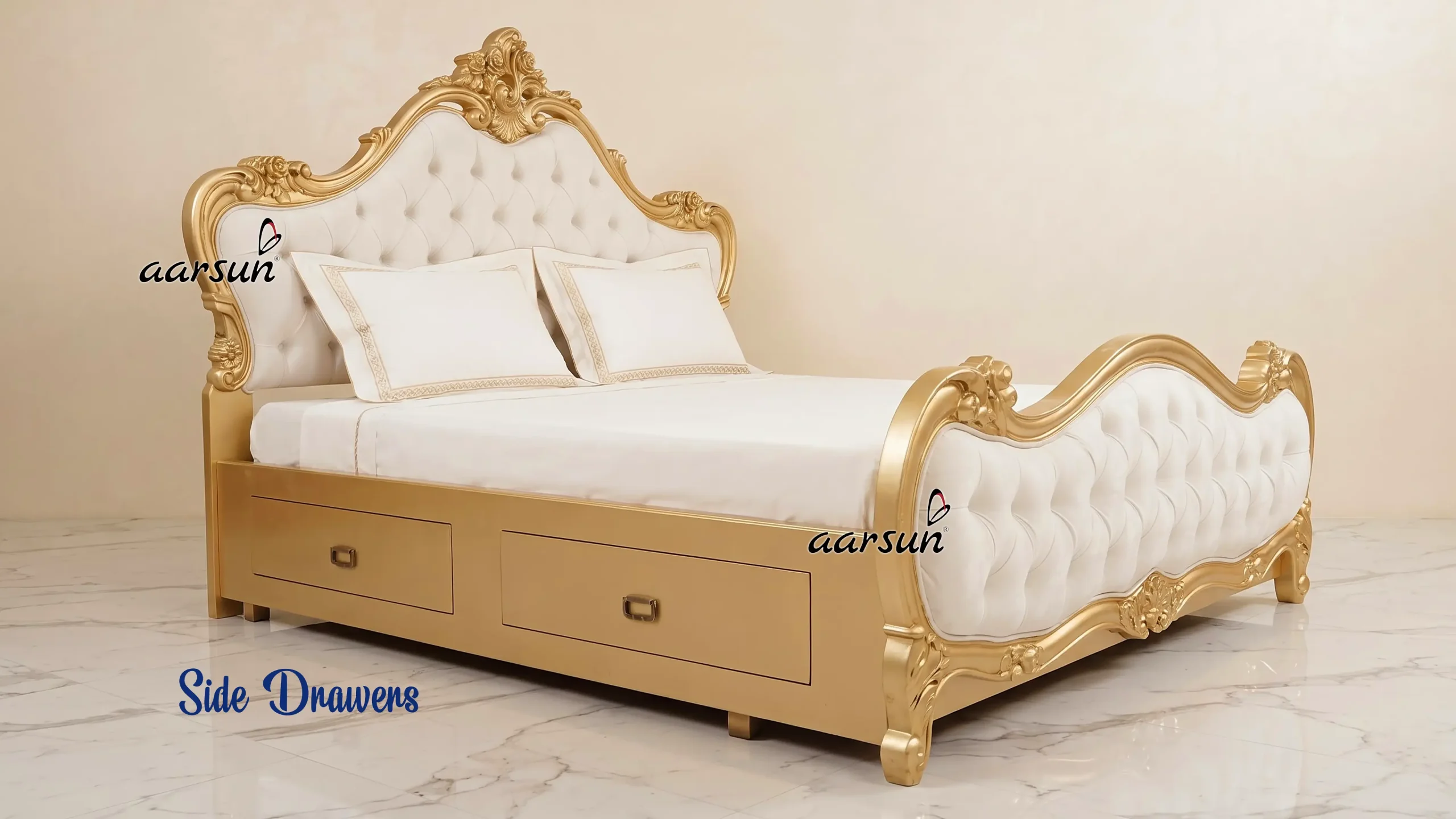 Modern Style Double Bed design with drawers