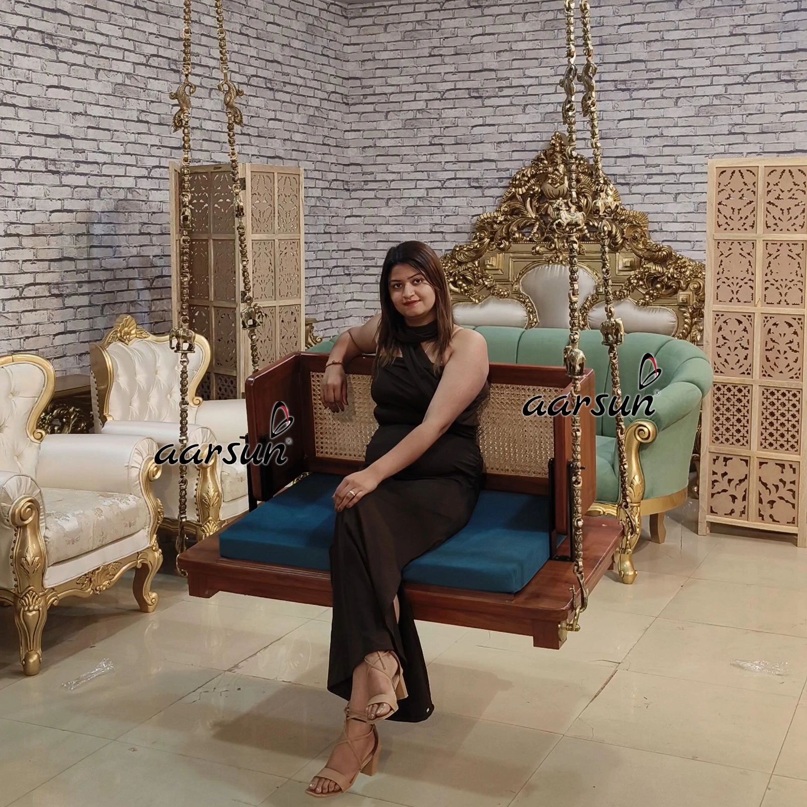 Modern Ceiling Swing with Reversible Cane Seat Design - Image 2