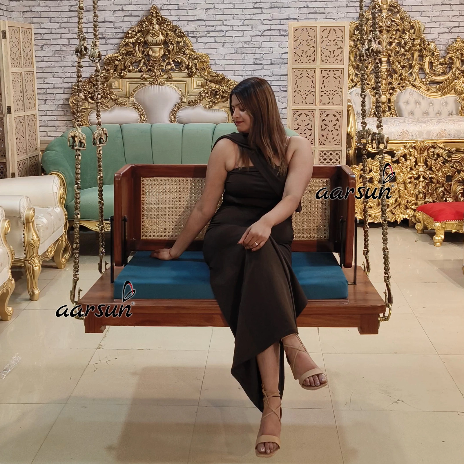 Modern Ceiling Swing with Reversible Cane Seat Design - Image 6