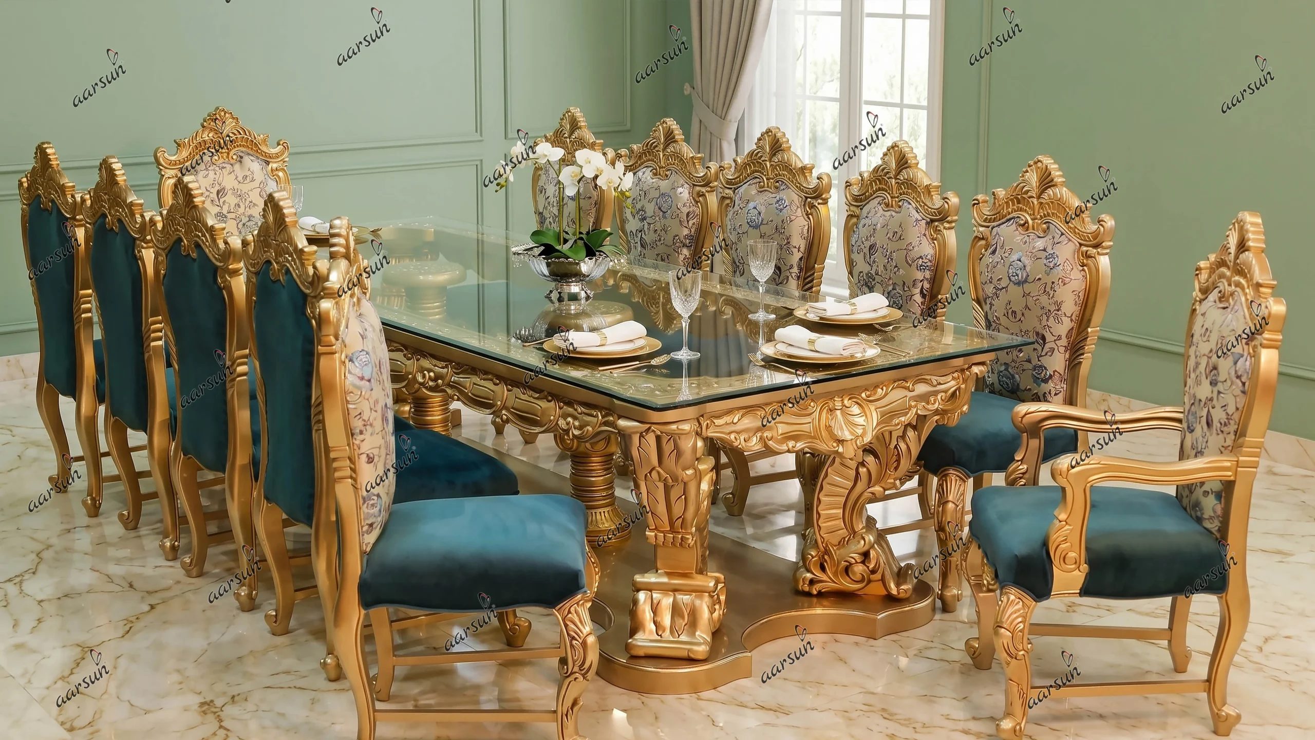 12 Seater Ultra Luxurious Dining Set for Royal Homes