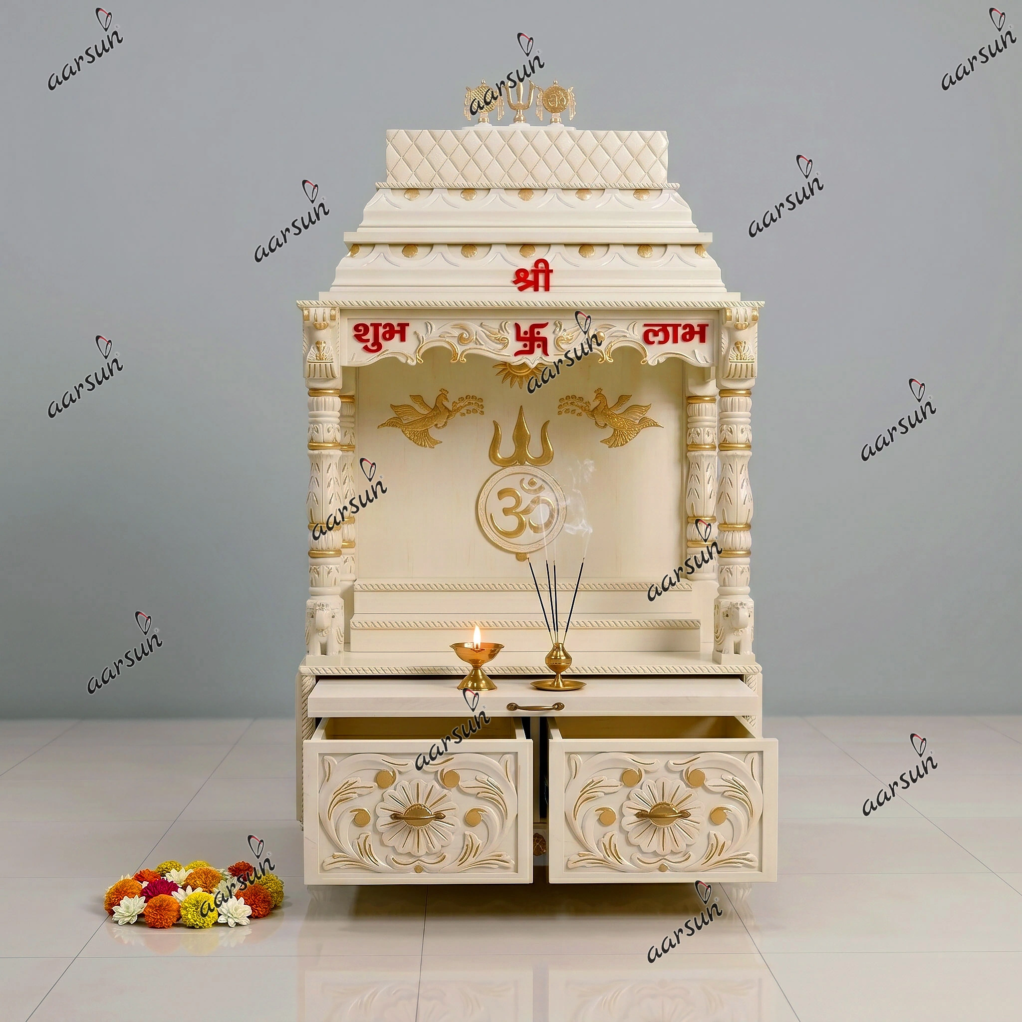 Artistic Handmade Hindu Temple Crafted in India