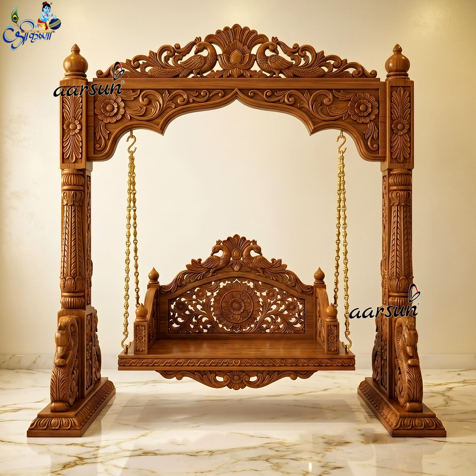 Classic Wooden Jhula for Krishna