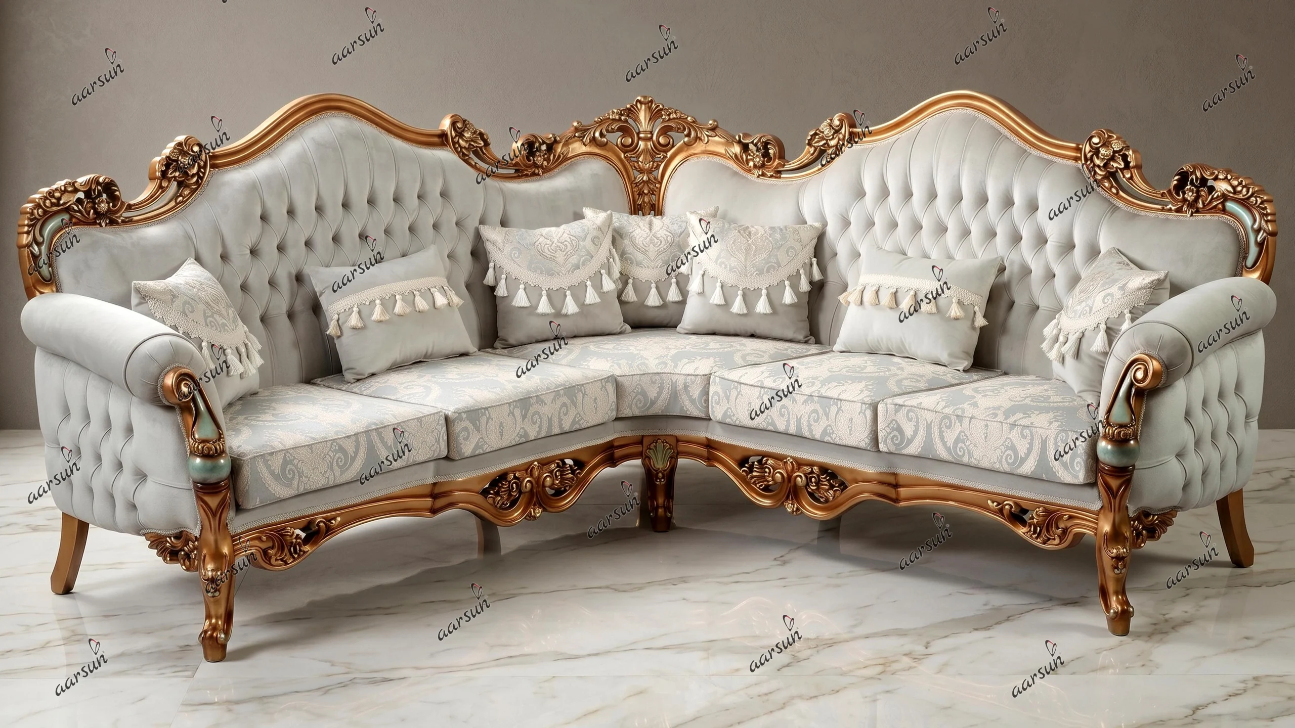 Handcrafted Corner Sofa with Durable Wooden Structure