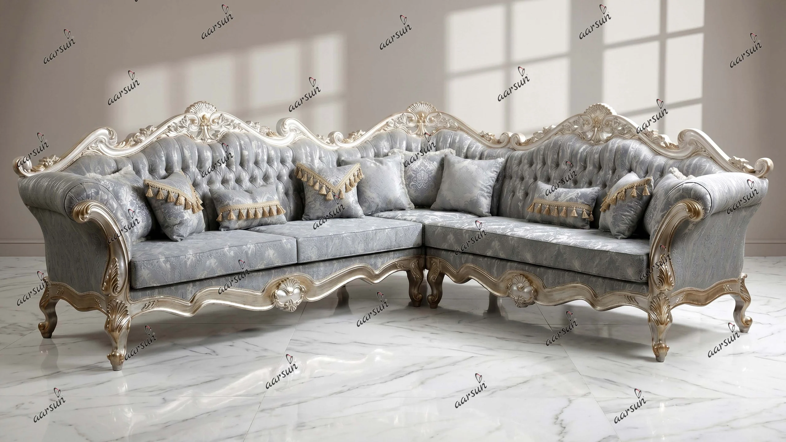 Handmade Customized L-Shape Sofa for Luxury Living Room