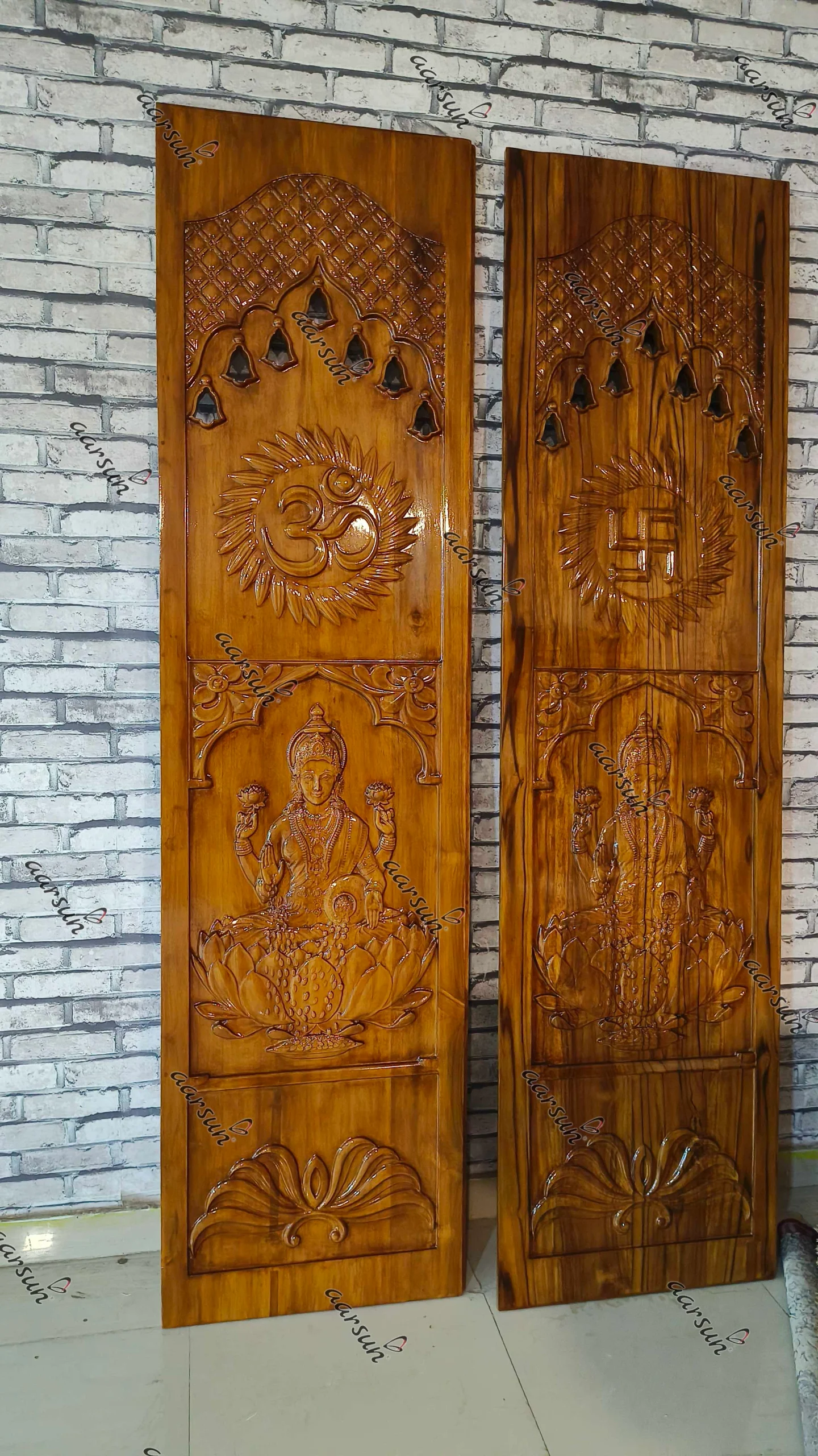 Lakshmi ji & Ganesh ji - Premium Wood Double Doors