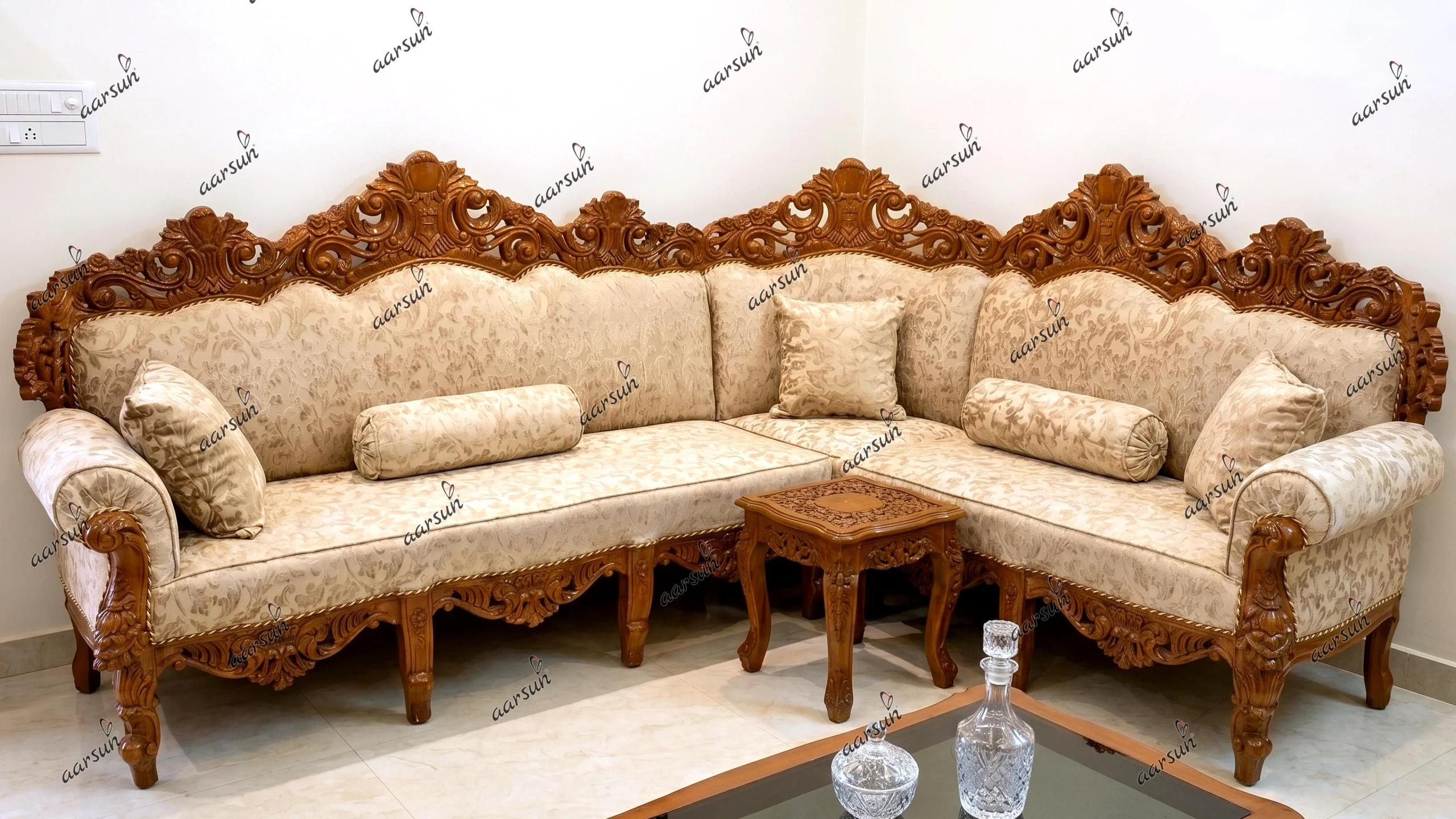 Luxury Handmade L-Shape Corner Sofa Set for Home