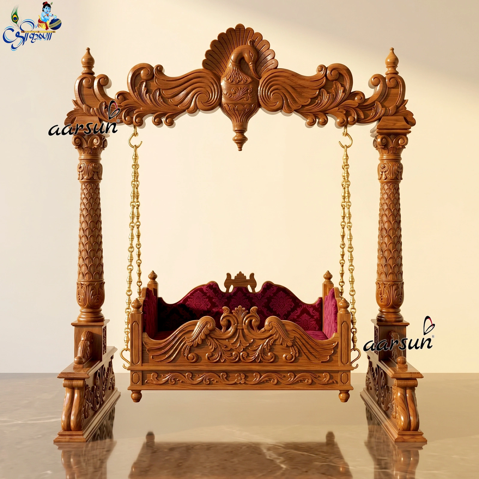Premium Wooden Krishna Palna