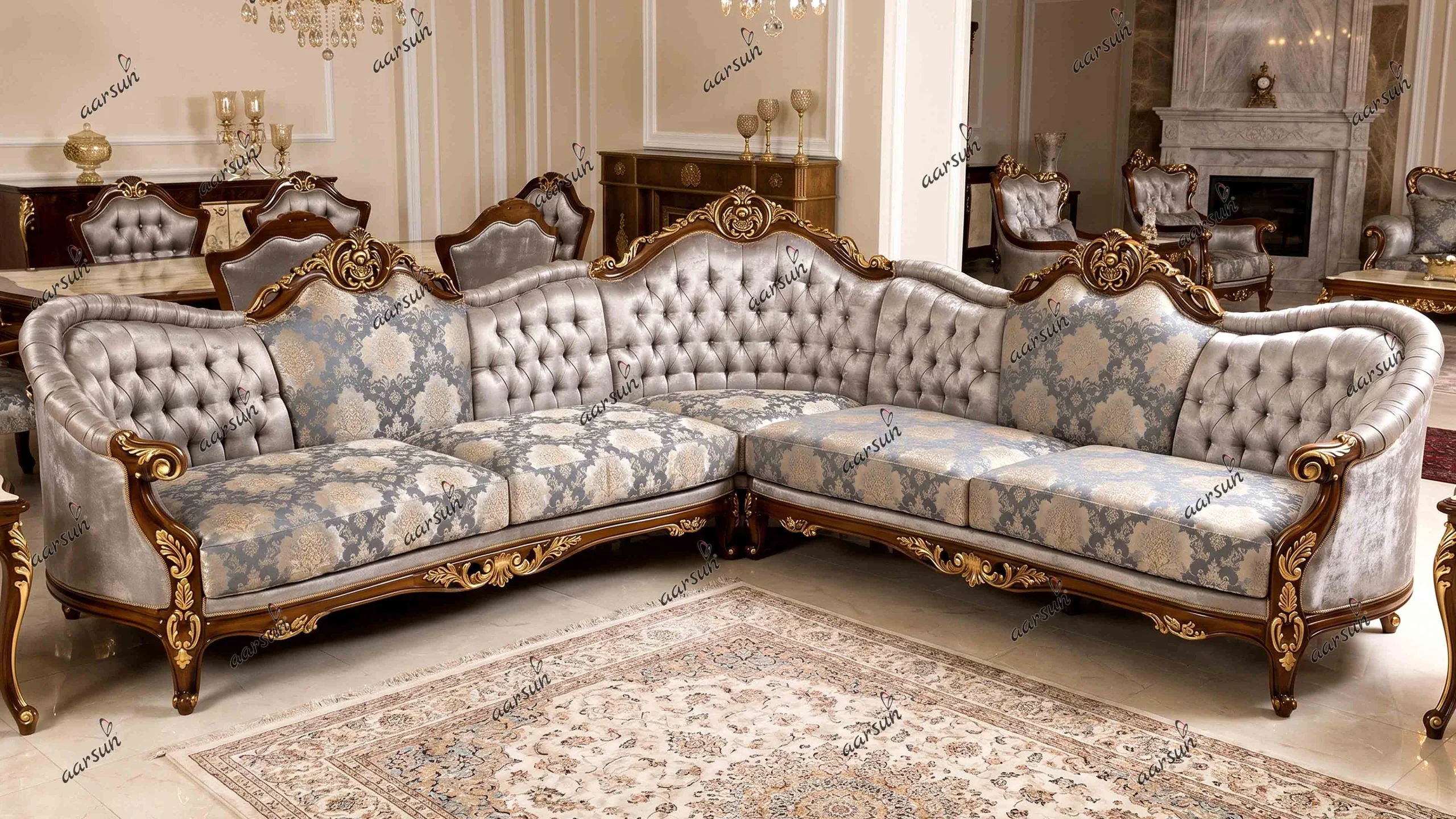 Stylish Handcrafted Corner Sofa for Luxury Interiors