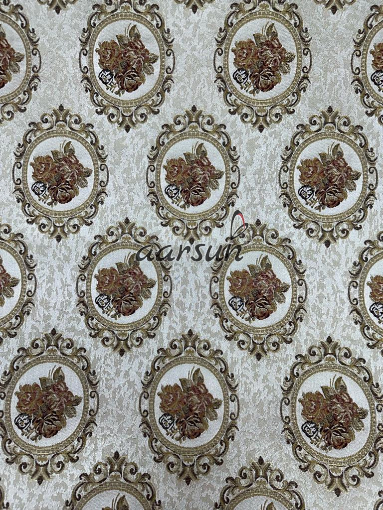 Ivory Rose Medallion Jacquard Sofa Fabric