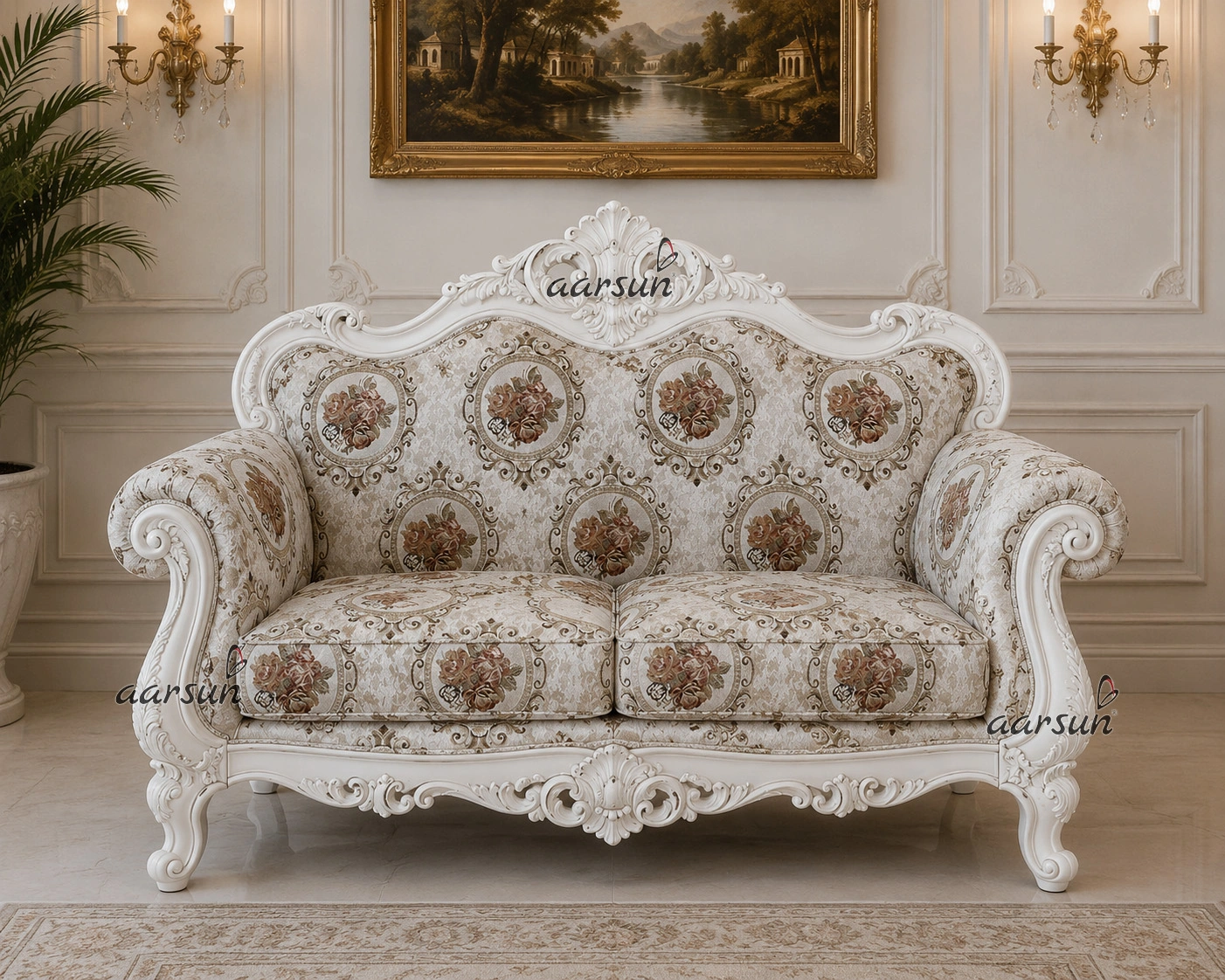 Ivory Rose Medallion Jacquard Sofa Fabric - Image 2