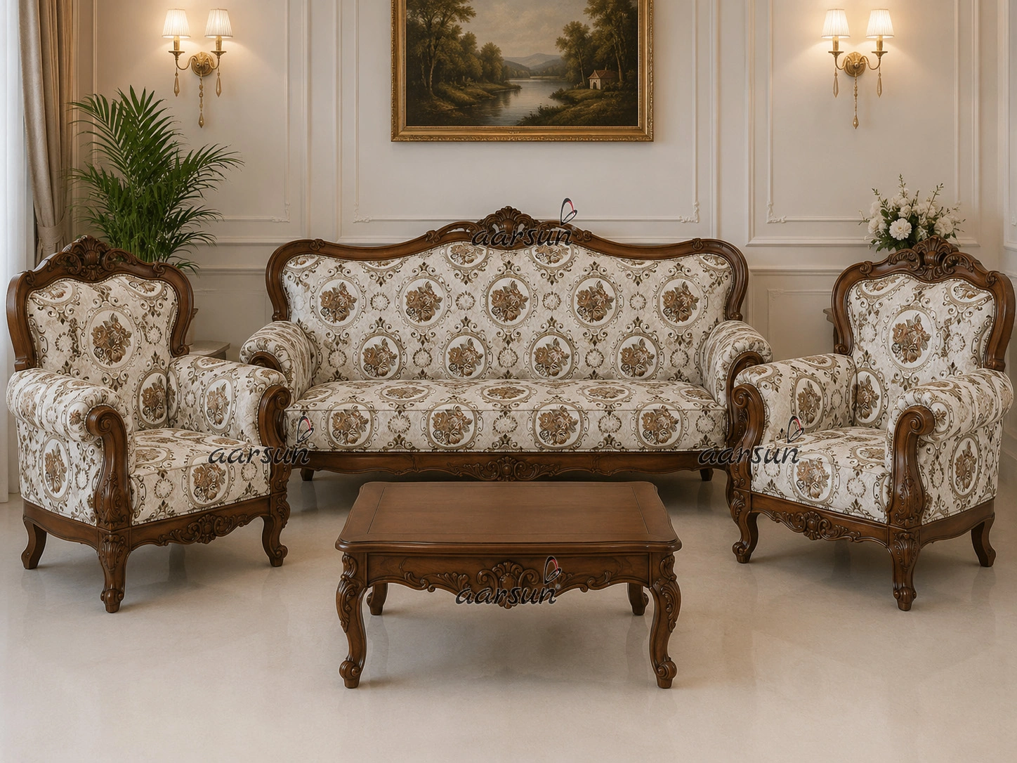 Ivory Rose Medallion Jacquard Sofa Fabric - Image 3