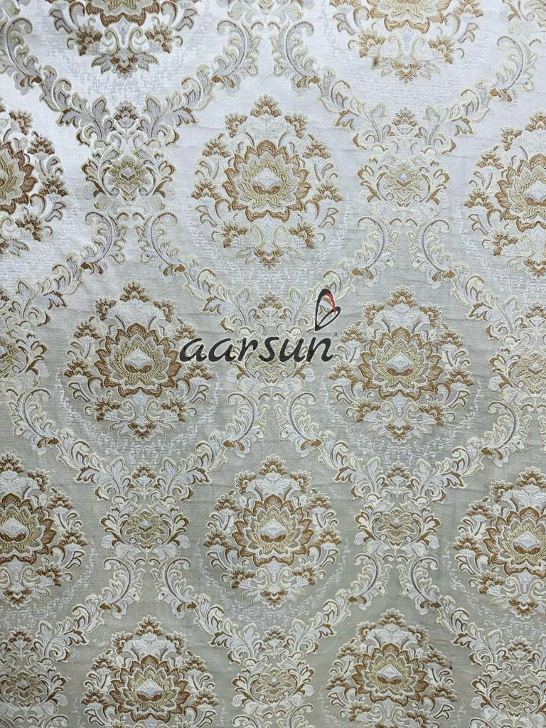 Luxury Ivory & Gold Brocade Sofa Upholstery Fabric