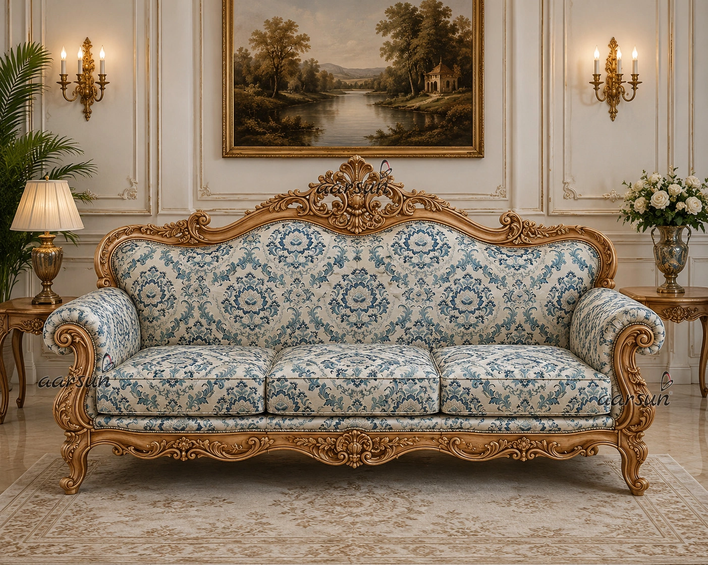 Classic European Damask Sofa Upholstery - Image 2