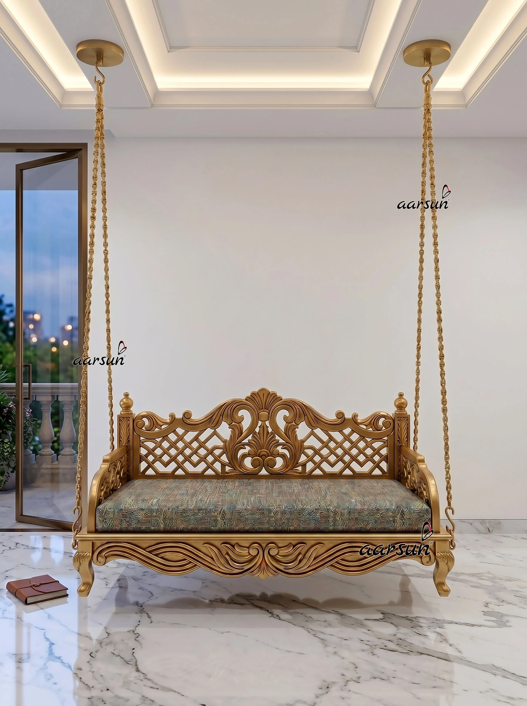 Solid Wood Hanging Swing Seat for Home Decor