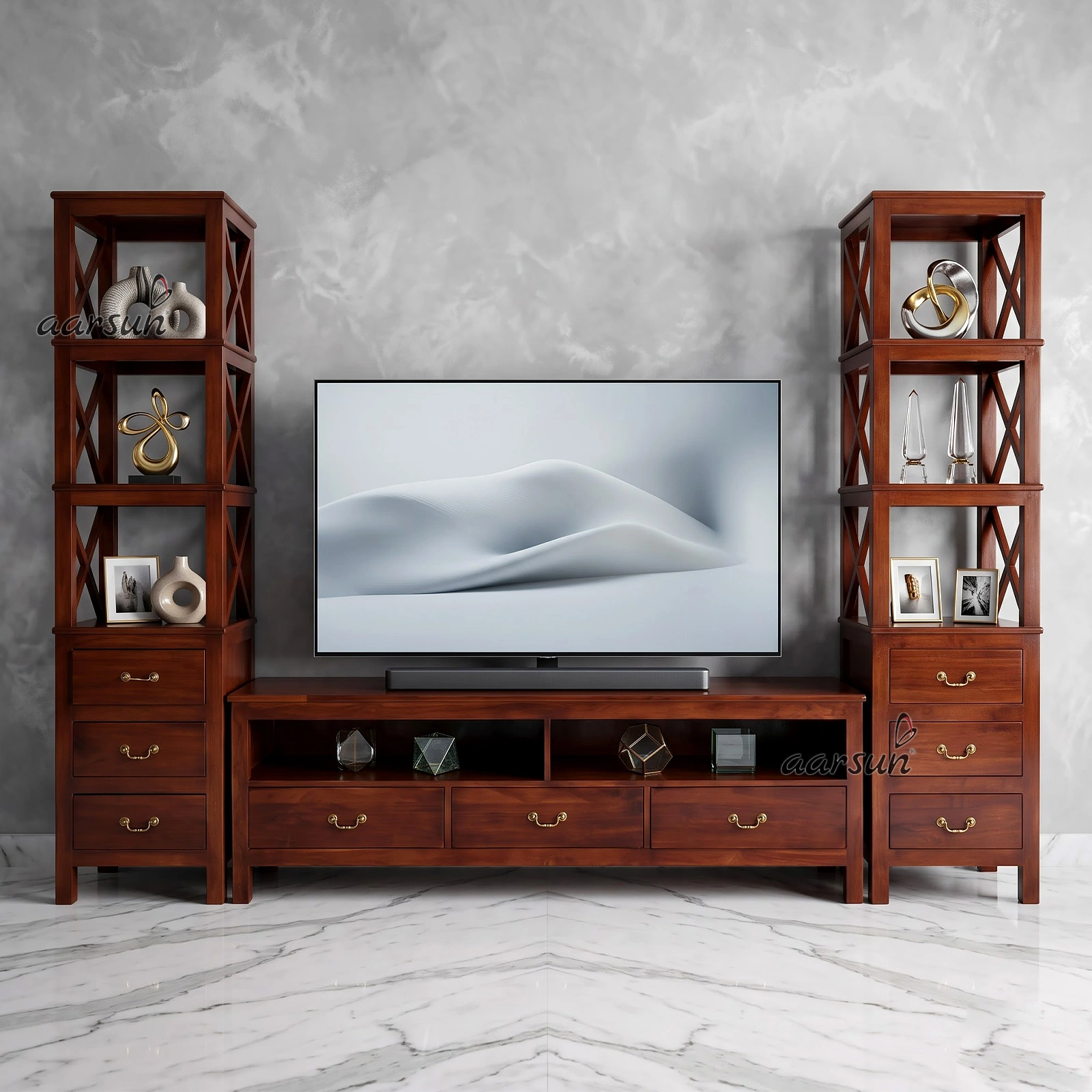 Long-Lasting Teak TV Unit