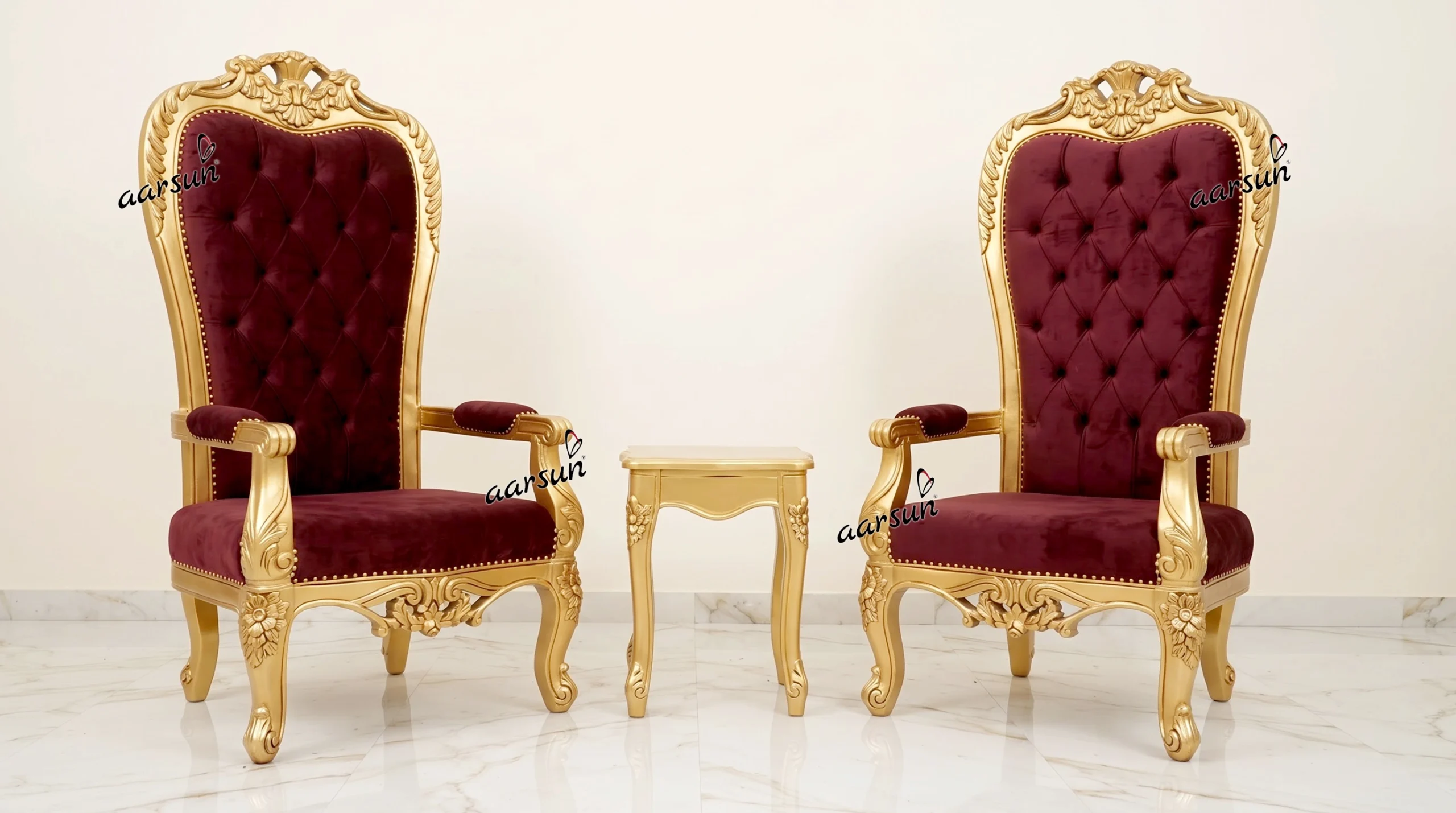 Maharaja Handcrafted Two Chairs With Table
