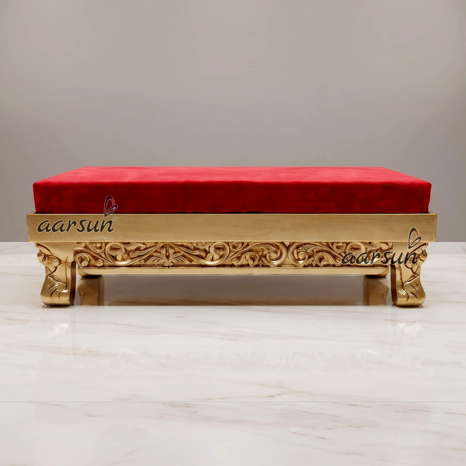 Traditional Hand-Carved Wooden Chowki