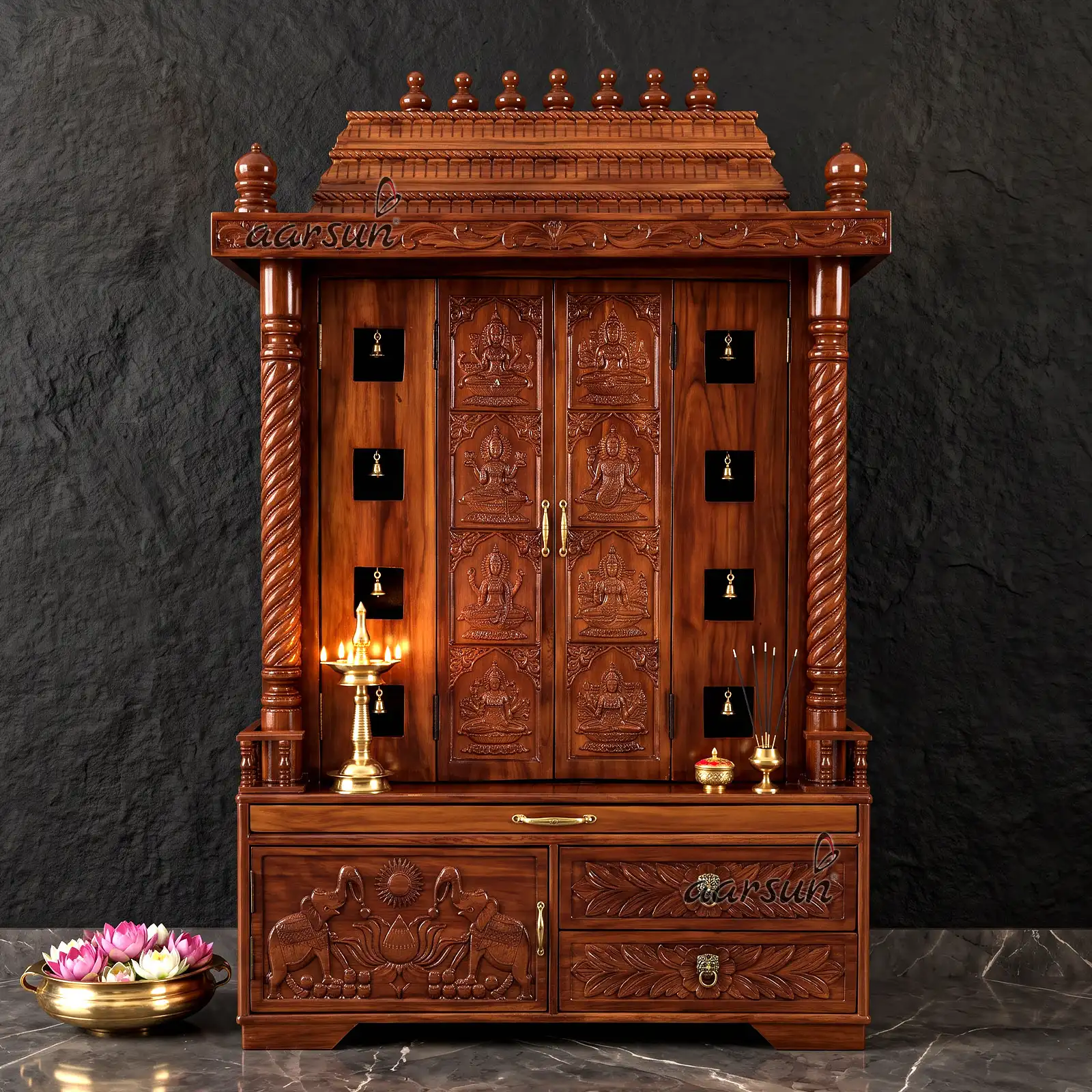Traditional Indian Wooden Mandir