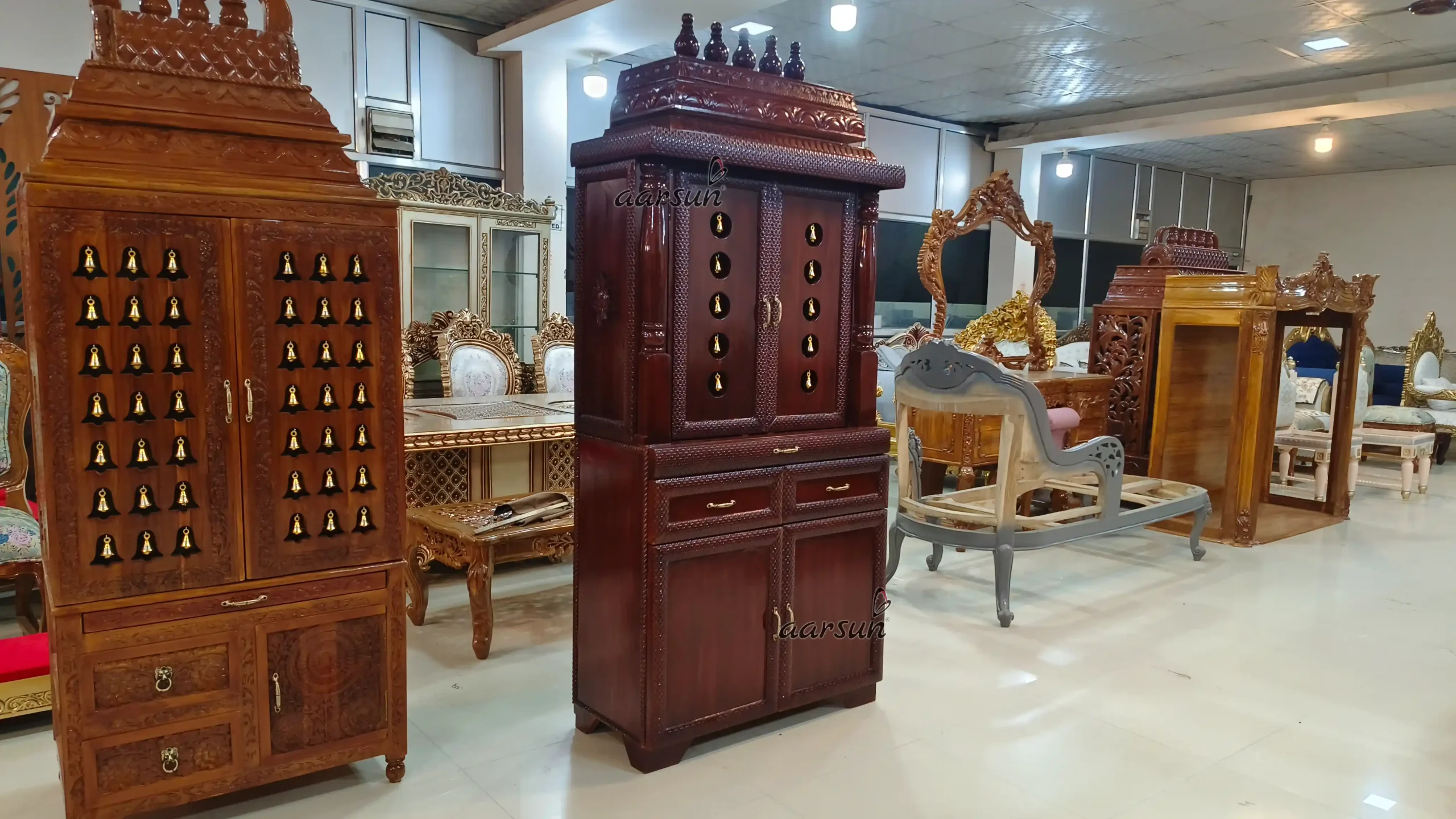 Artisan Crafted Teak Wood Mandir - Image 7