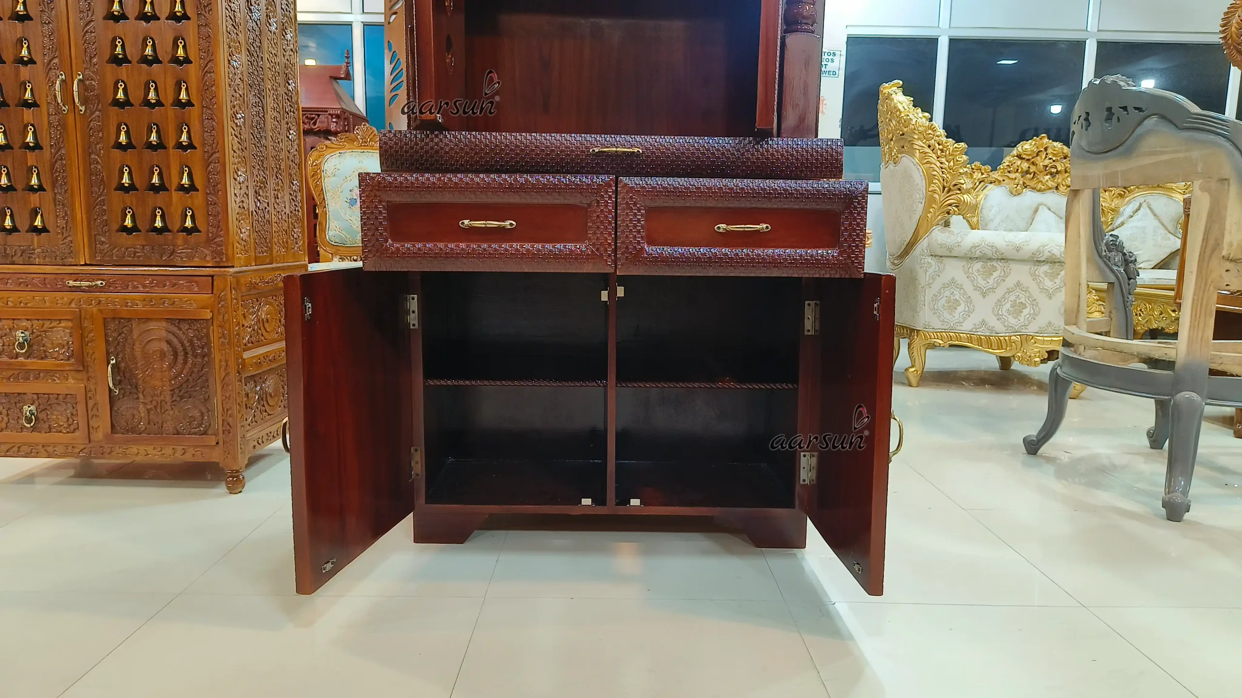Artisan Crafted Teak Wood Mandir - Image 8