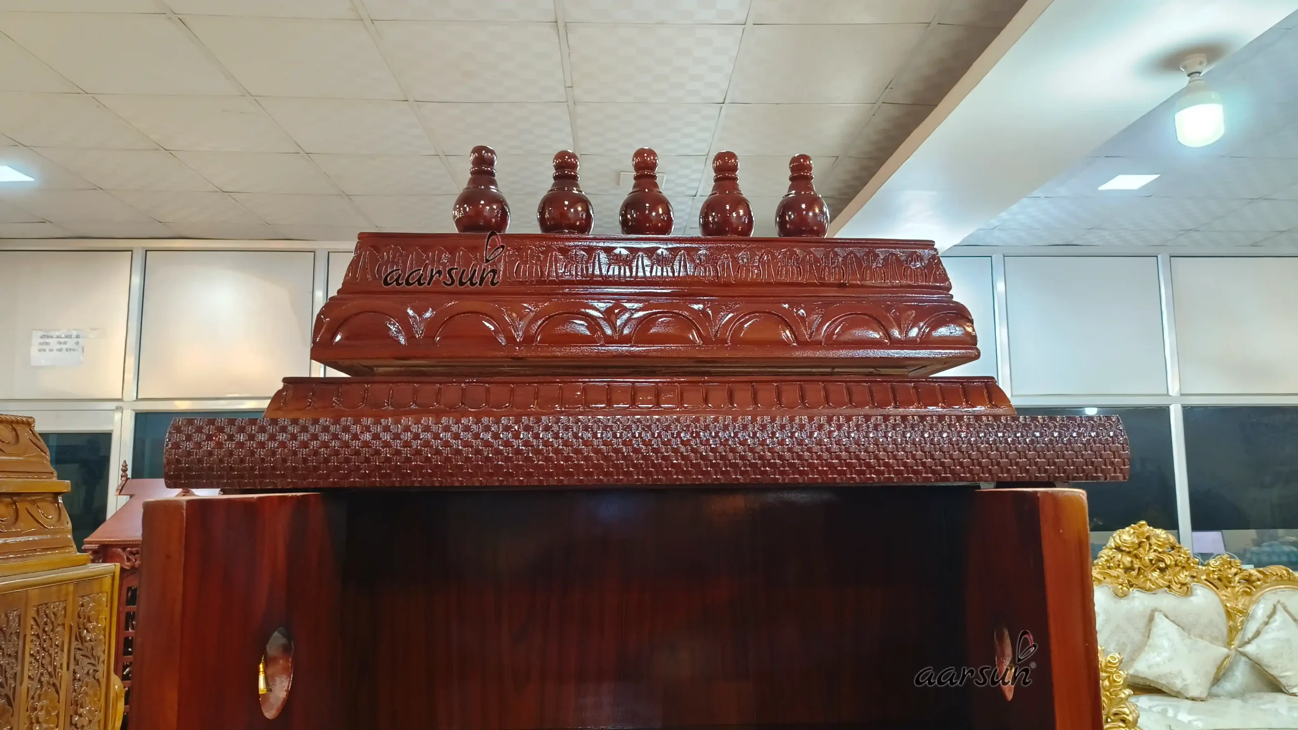 Artisan Crafted Teak Wood Mandir - Image 5